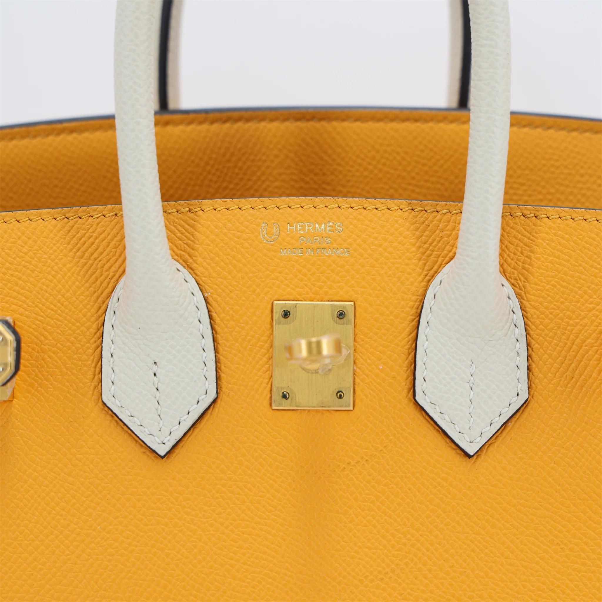 ランク SA HERMÈS エルメス スペシャルオーダー バーキン25 ジョーヌドール (9V) クレ (10) エプソン マットゴールド金具 C刻印 (2018) - 10