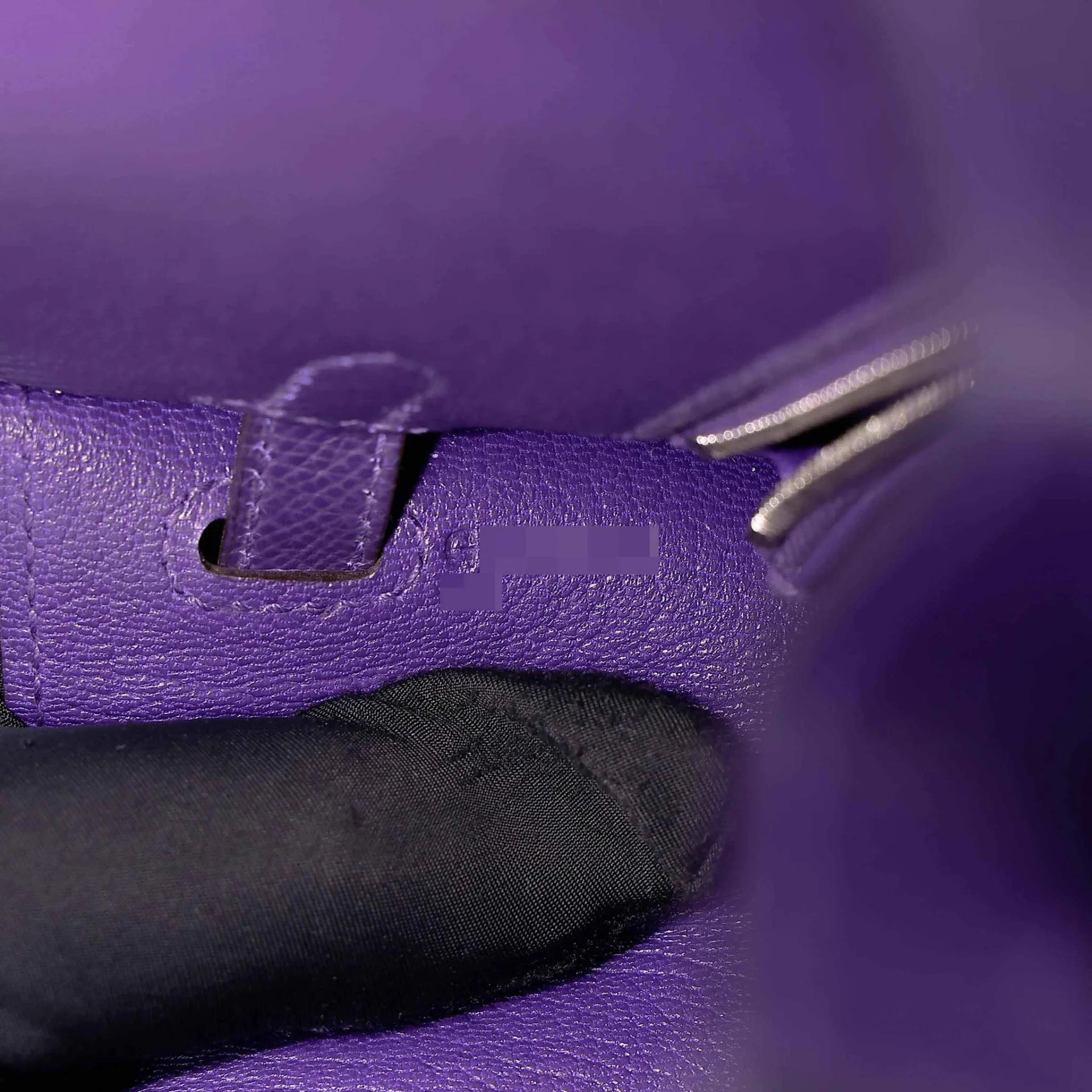 Brand New ( Rank N ) HERMÈS Kelly 25 Sellier Purple (X3) Epsom Palladium hardware G (2026) - 13