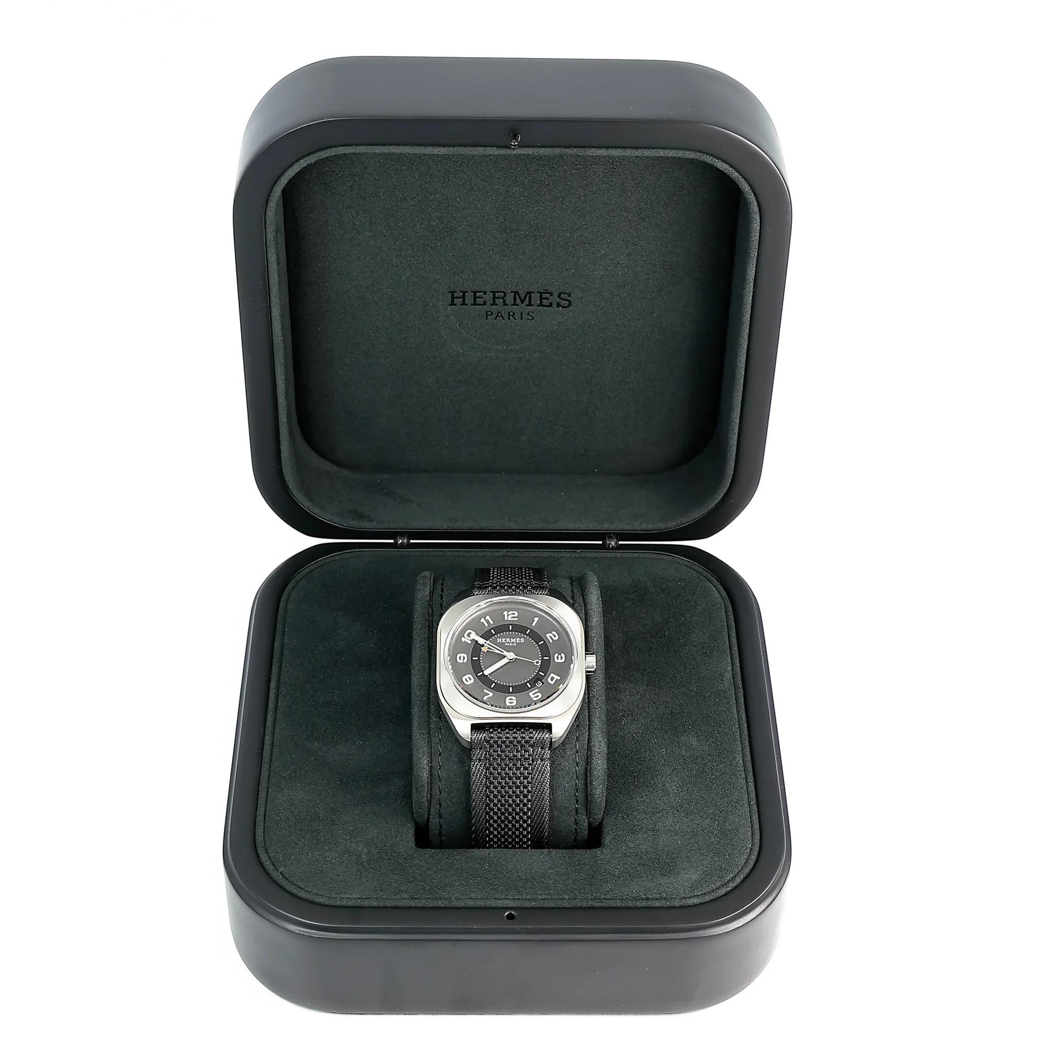 Brand New ( Rank N ) HERMÈS Watch Heure H Black Nylon Titanium - 3