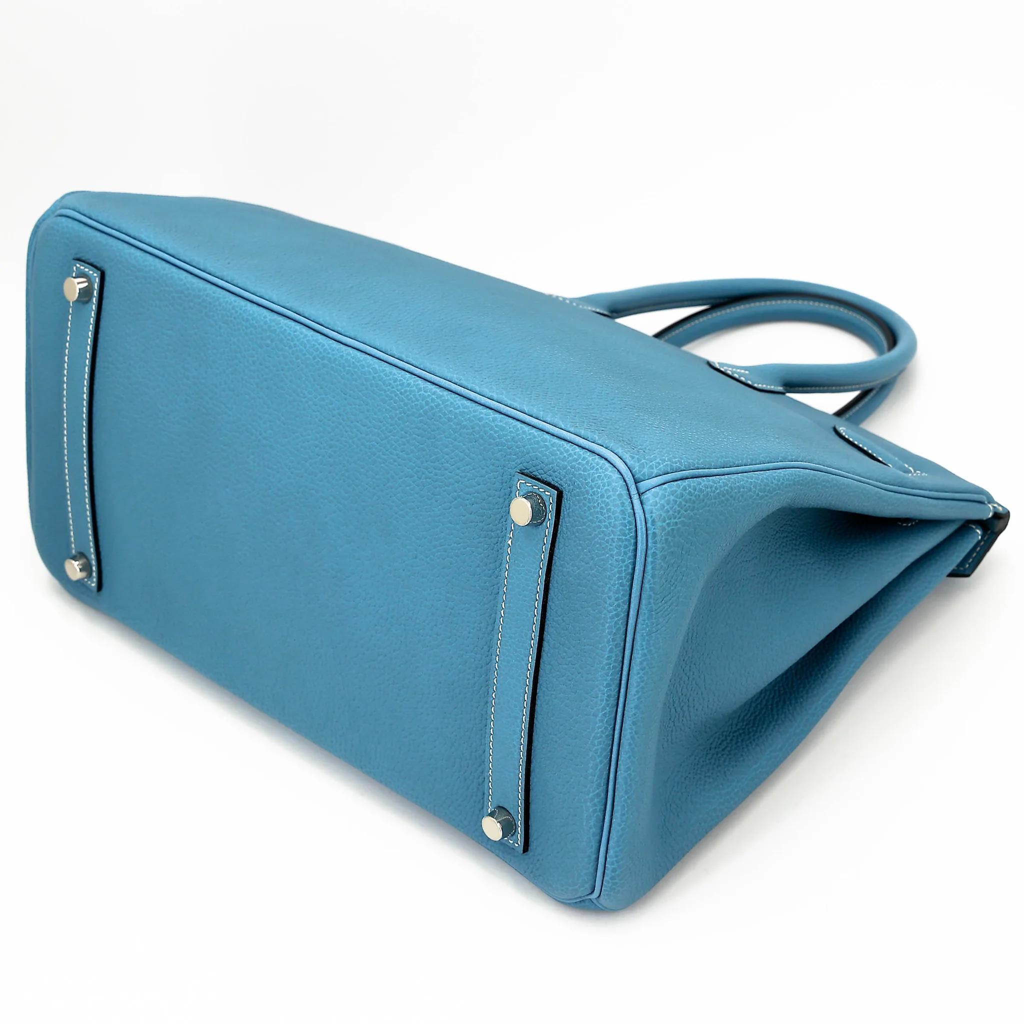 ランク NS 未使用品 HERMÈS エルメス バーキン35 ブルージーン (75) トゴ シルバー金具 □N刻印 (2010) - 6
