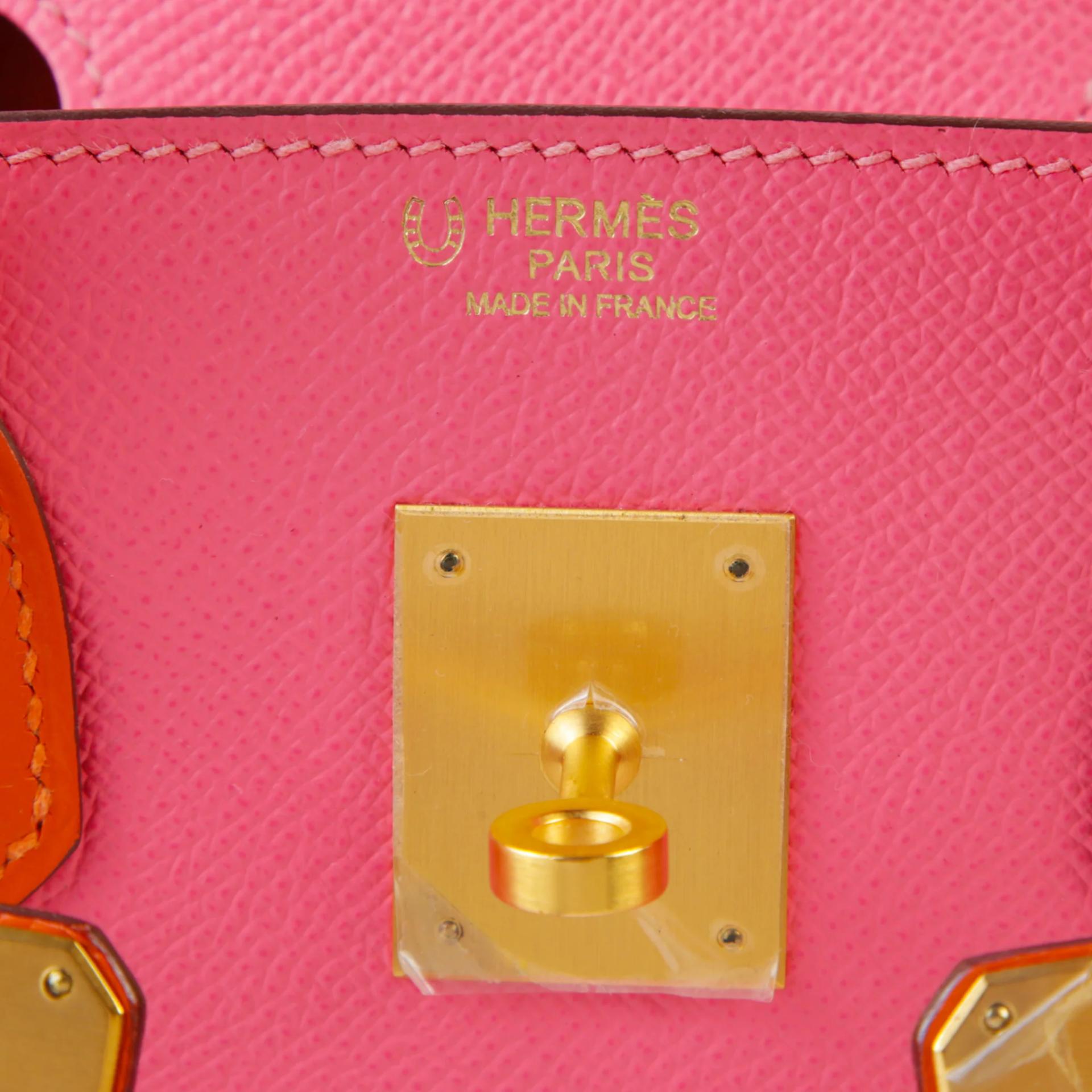 Very Good ( Rank A) HERMÈS Special Order Birkin 30 Rose Azalee (8W) Orange Epsom Brushed Gold hardware A (2017) - 9