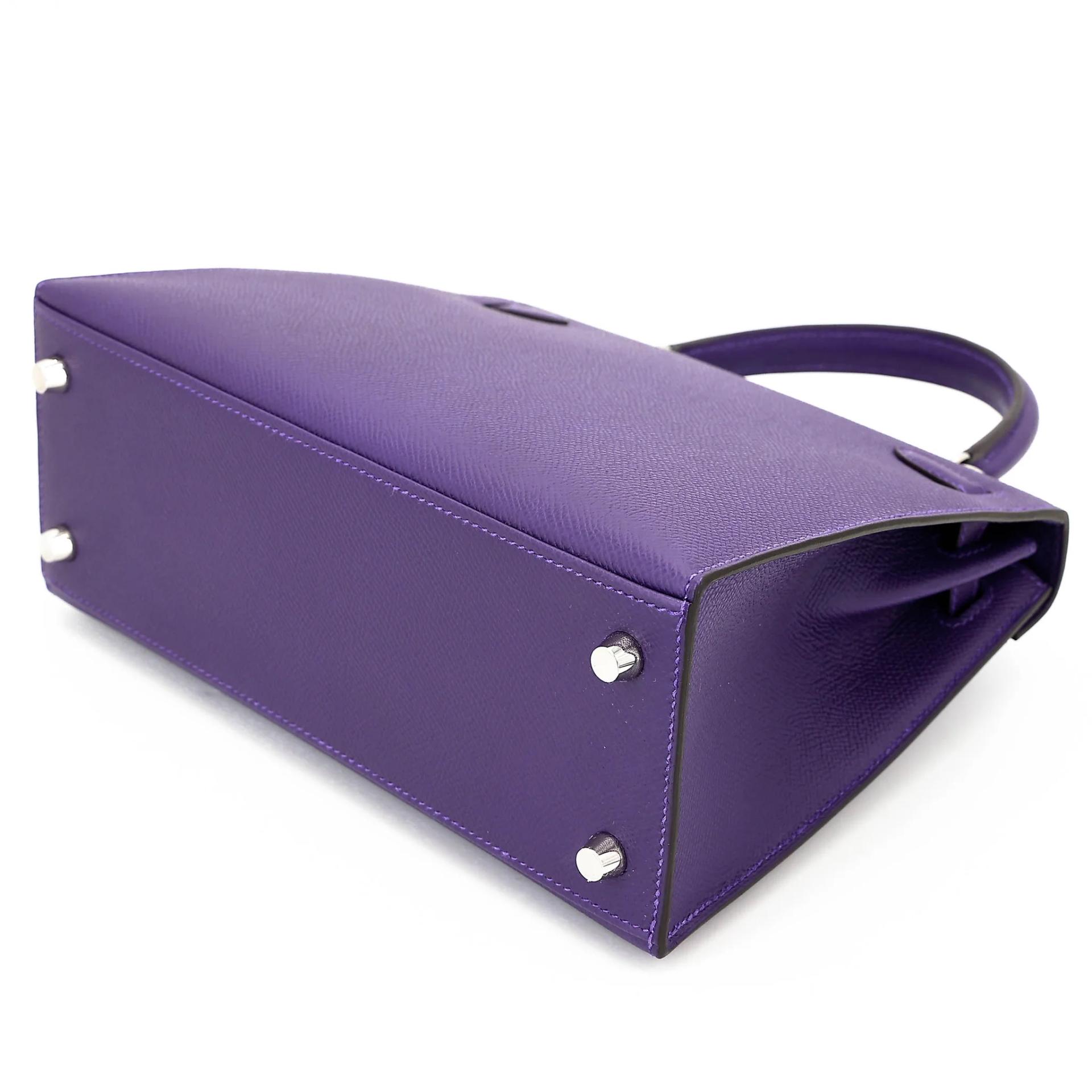 Brand New ( Rank N ) HERMÈS Kelly 25 Sellier Purple (X3) Epsom Palladium hardware G (2026) - 6