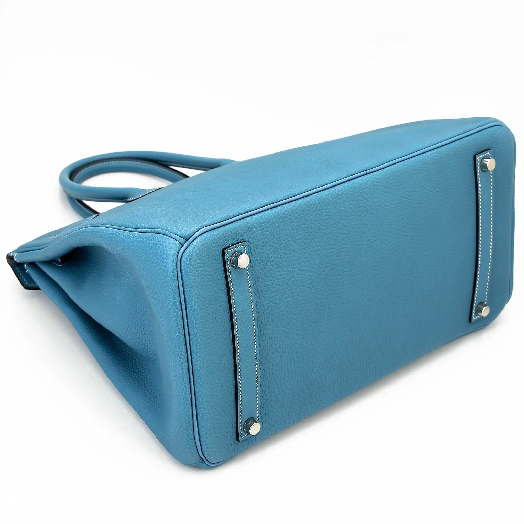 ランク NS 未使用品 HERMÈS エルメス バーキン35 ブルージーン (75) トゴ シルバー金具 □N刻印 (2010) - 7