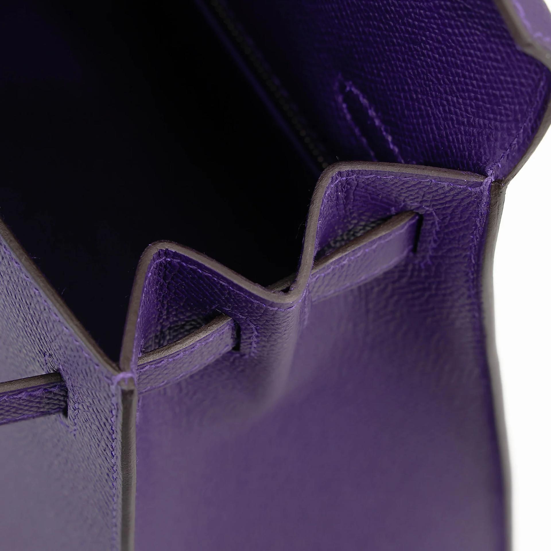 Brand New ( Rank N ) HERMÈS Kelly 25 Sellier Purple (X3) Epsom Palladium hardware G (2026) - 14