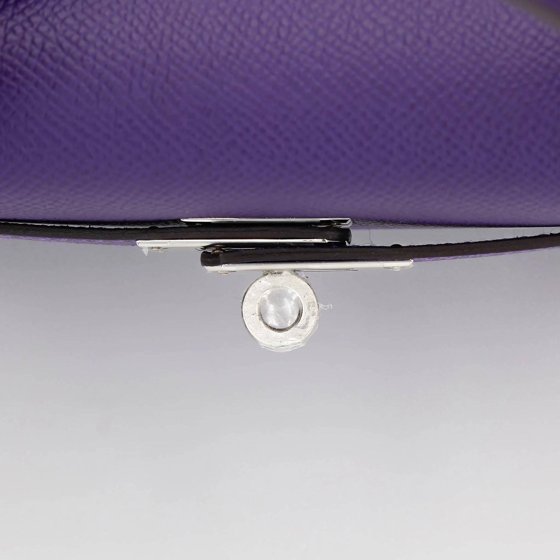 Brand New ( Rank N ) HERMÈS Kelly 25 Sellier Purple (X3) Epsom Palladium hardware G (2026) - 9
