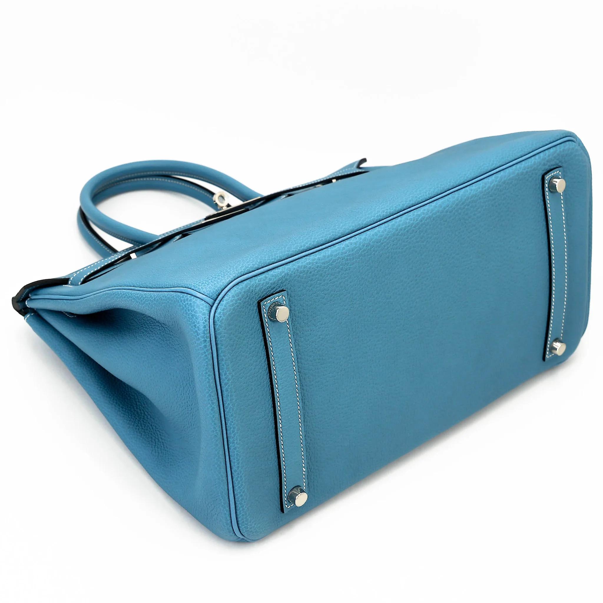 ランク NS 未使用品 HERMÈS エルメス バーキン35 ブルージーン (75) トゴ シルバー金具 □N刻印 (2010) - 5