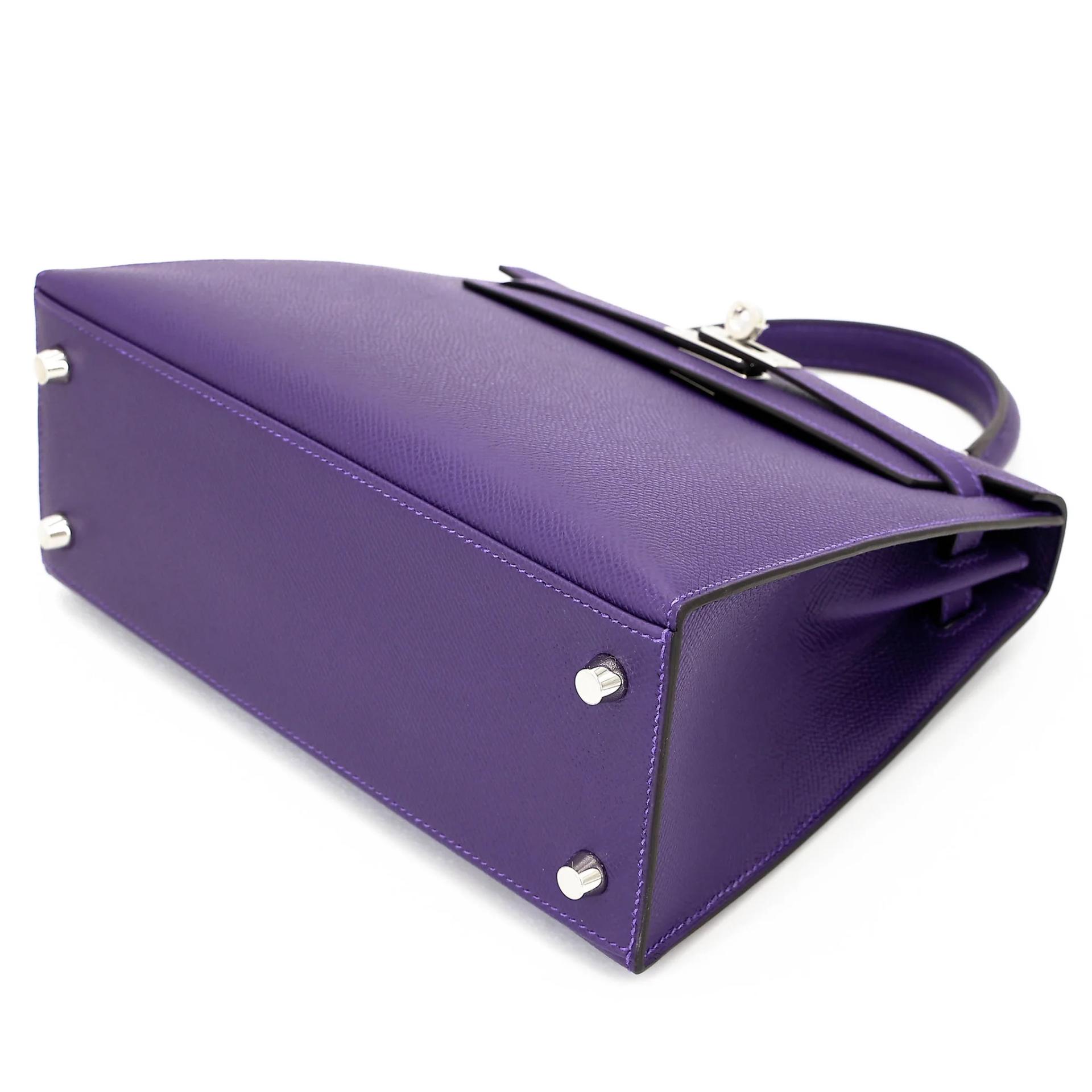 Brand New ( Rank N ) HERMÈS Kelly 25 Sellier Purple (X3) Epsom Palladium hardware G (2026) - 4