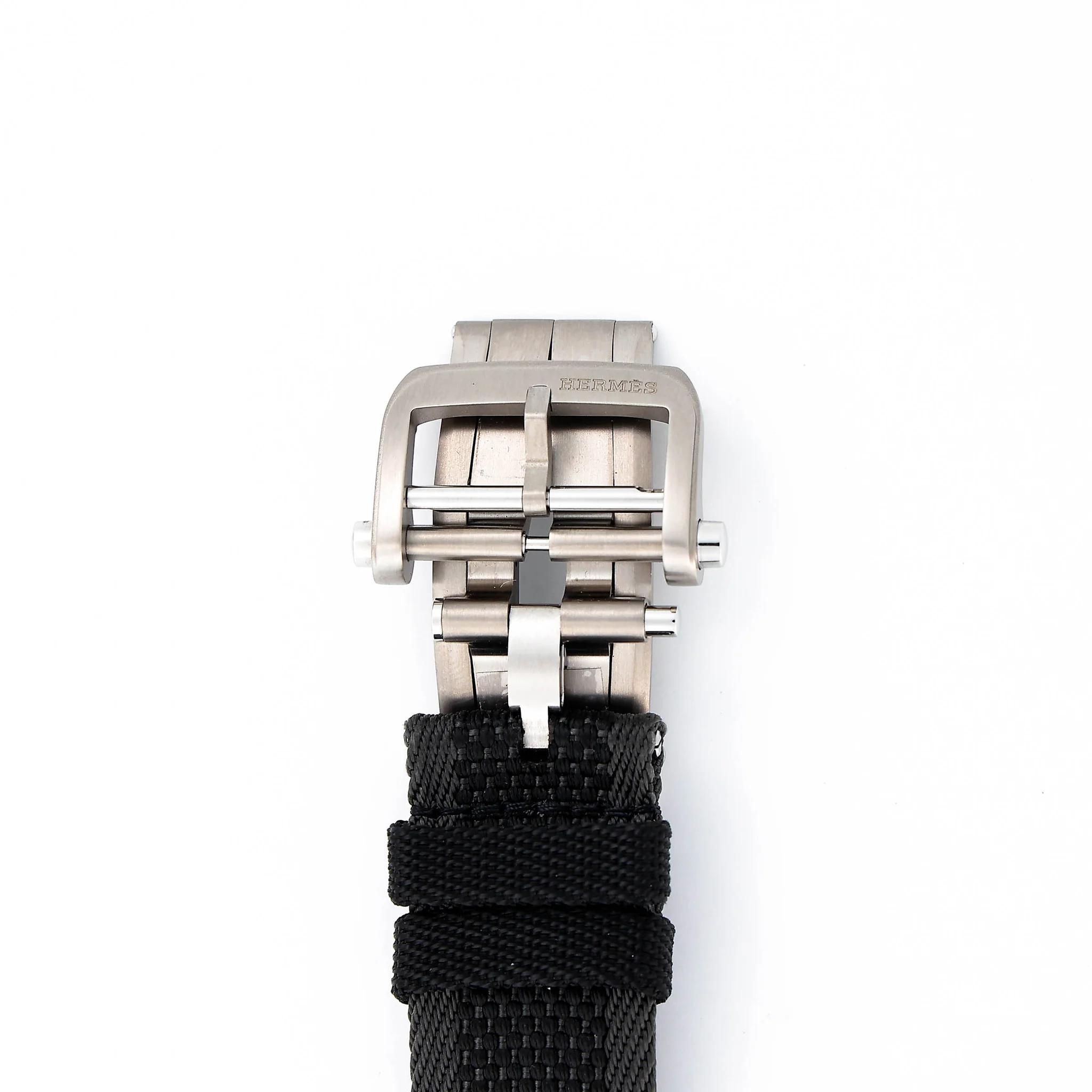 Brand New ( Rank N ) HERMÈS Watch Heure H Black Nylon Titanium - 8