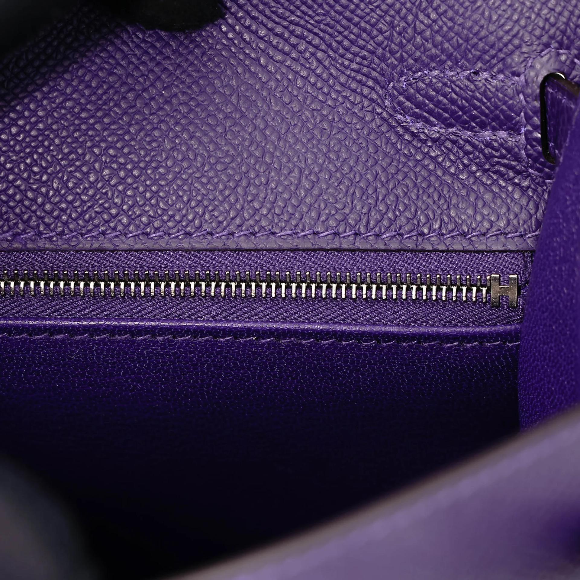 Brand New ( Rank N ) HERMÈS Kelly 25 Sellier Purple (X3) Epsom Palladium hardware G (2026) - 12