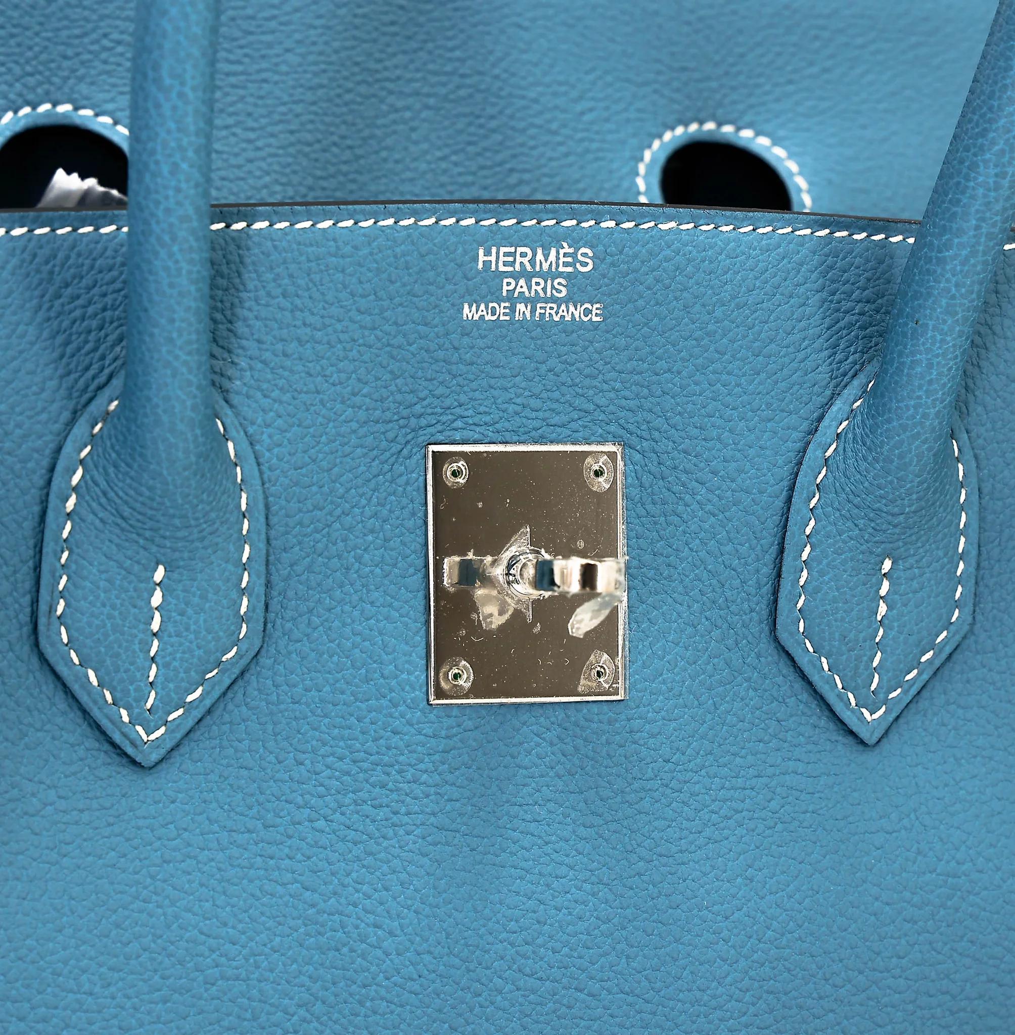 ランク NS 未使用品 HERMÈS エルメス バーキン35 ブルージーン (75) トゴ シルバー金具 □N刻印 (2010) - 11