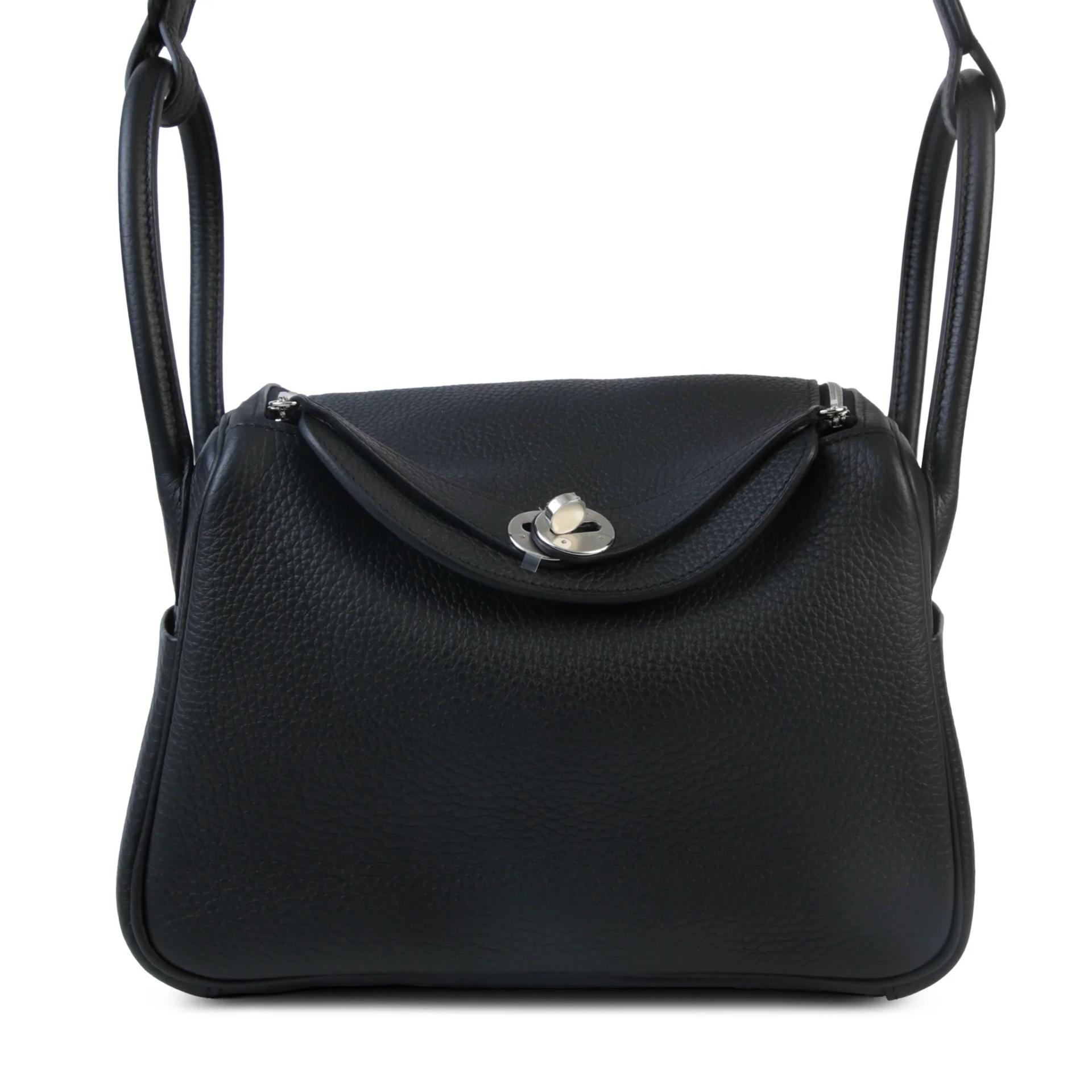 Unused ( Rank NS ) HERMÈS Lindy 26 Noir (89) Clemence Palladium hardware W (2024) - 1