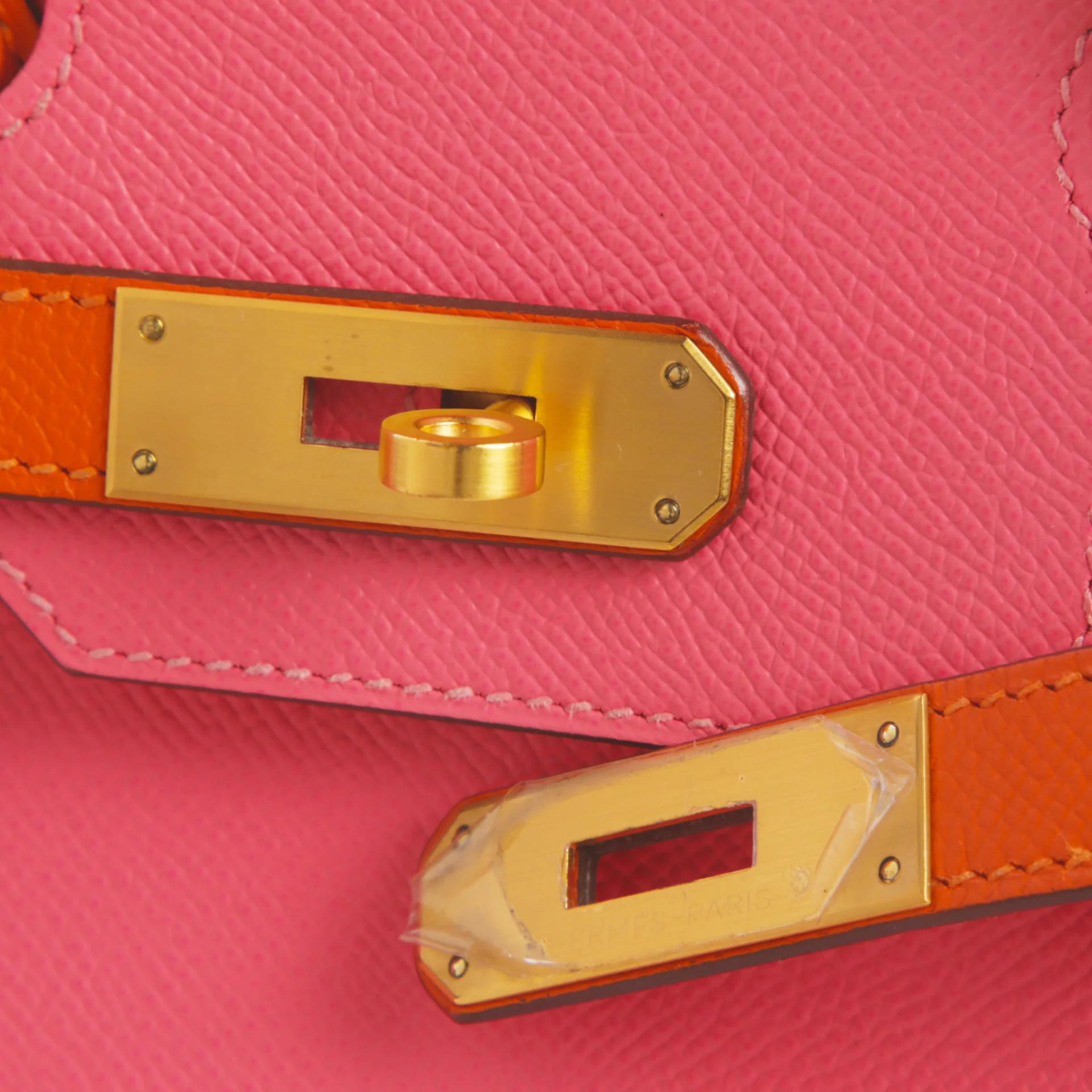 Very Good ( Rank A) HERMÈS Special Order Birkin 30 Rose Azalee (8W) Orange Epsom Brushed Gold hardware A (2017) - 8