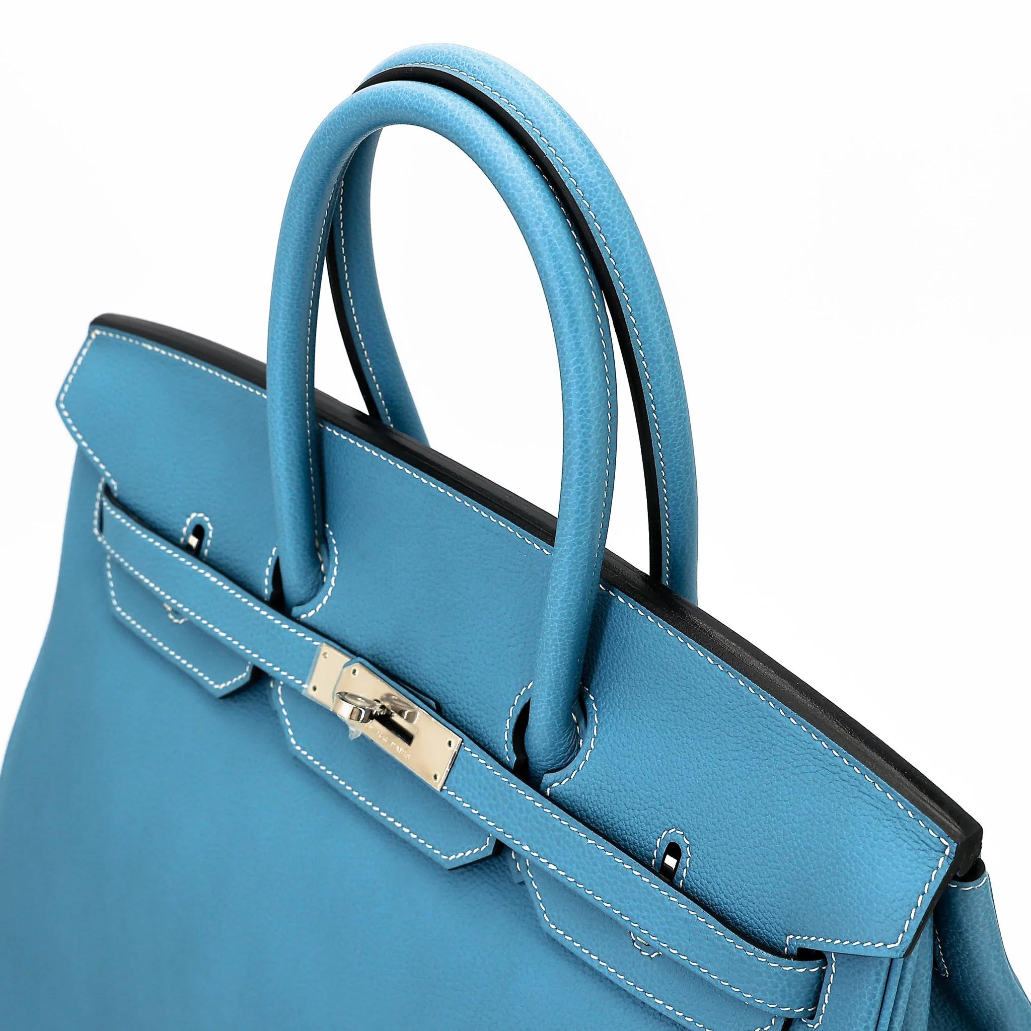 ランク NS 未使用品 HERMÈS エルメス バーキン35 ブルージーン (75) トゴ シルバー金具 □N刻印 (2010) - 3