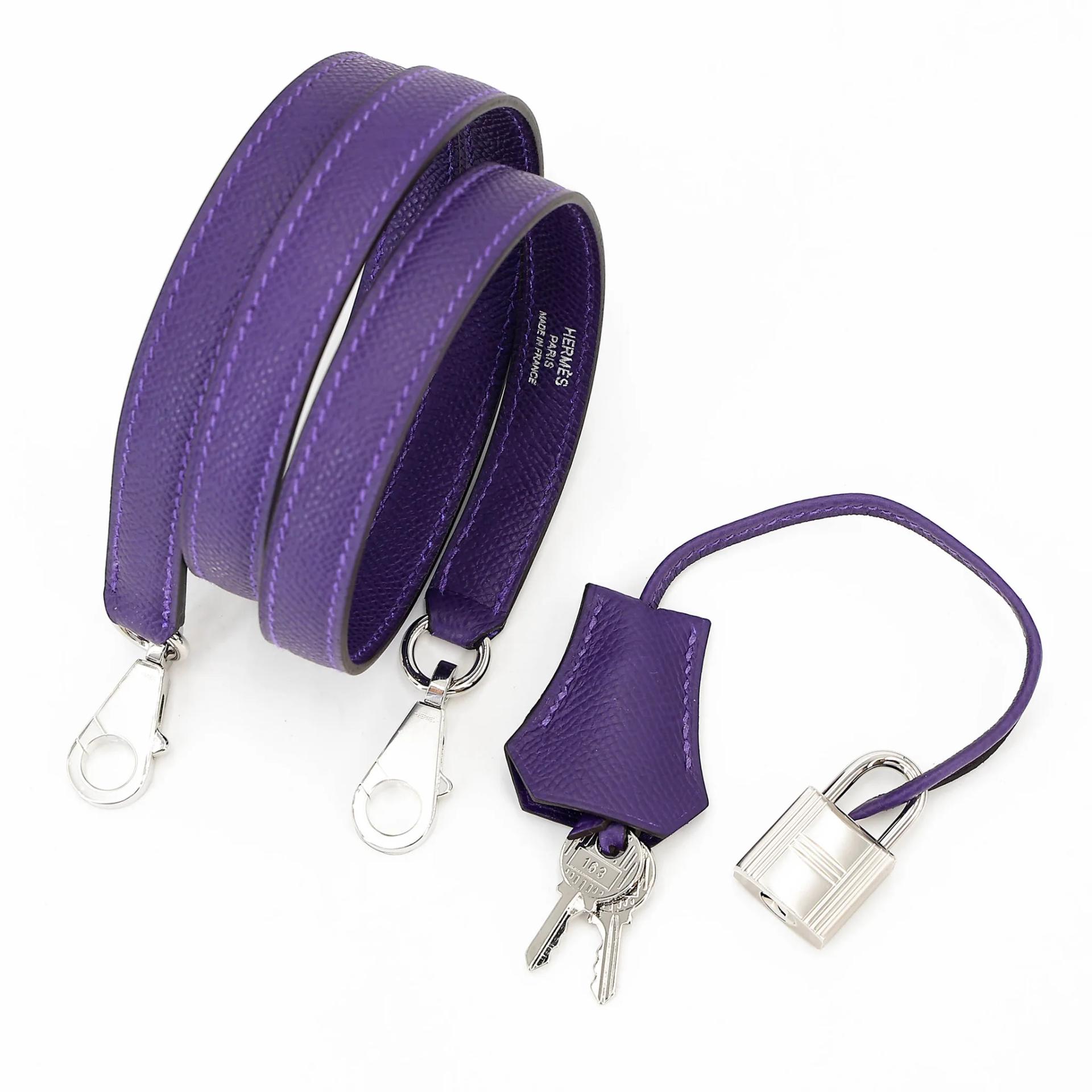 Brand New ( Rank N ) HERMÈS Kelly 25 Sellier Purple (X3) Epsom Palladium hardware G (2026) - 17