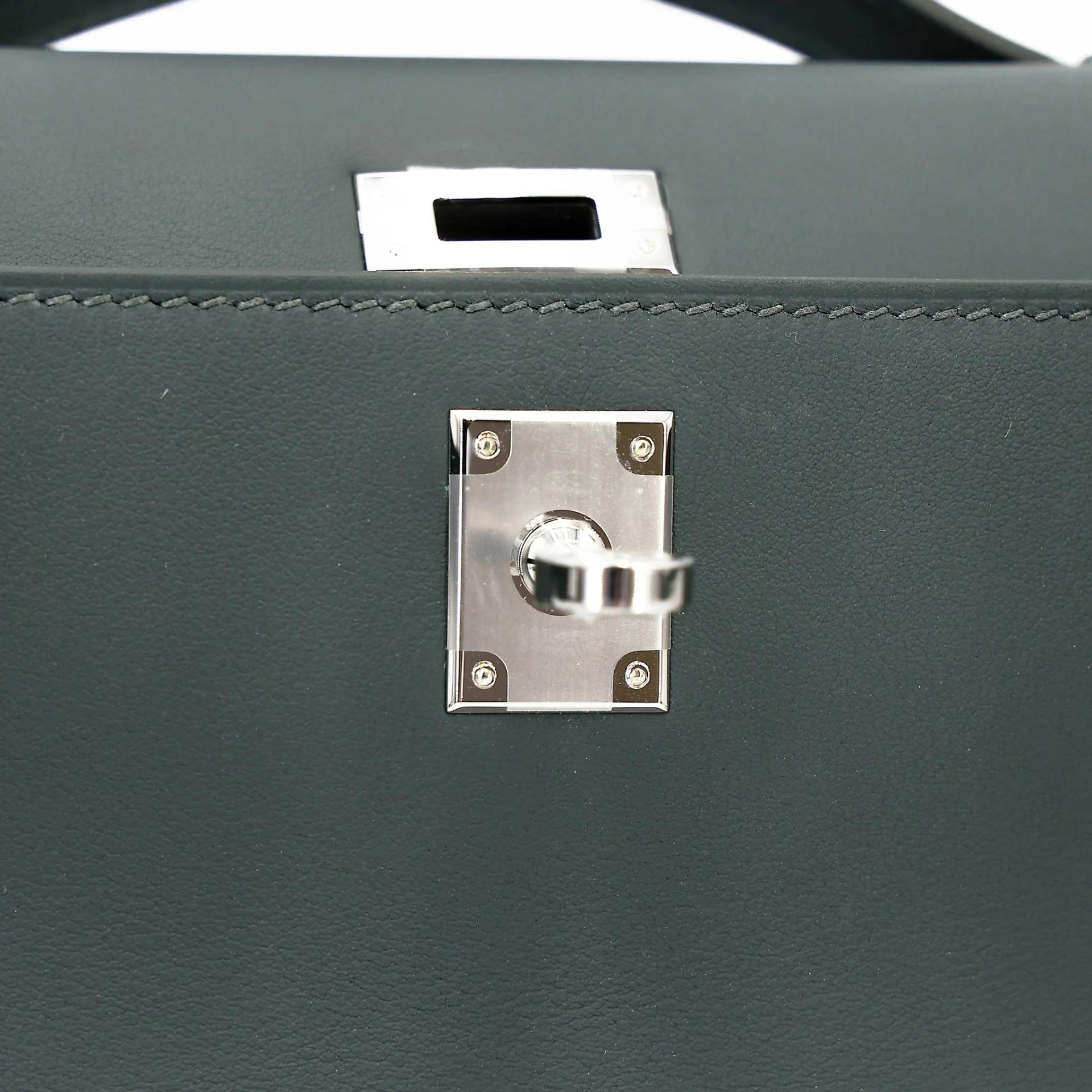 Brand New ( Rank N ) HERMÈS Kelly Pochette Vert Mangrove (Q0) Swift Palladium hardware K (2025) - 13