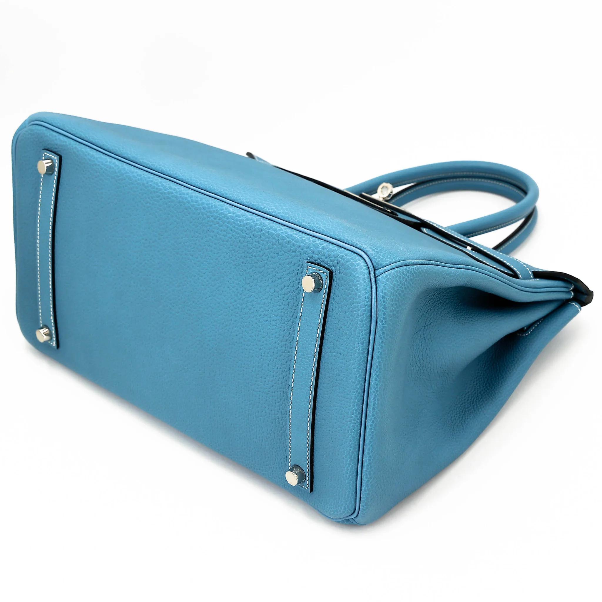 ランク NS 未使用品 HERMÈS エルメス バーキン35 ブルージーン (75) トゴ シルバー金具 □N刻印 (2010) - 4