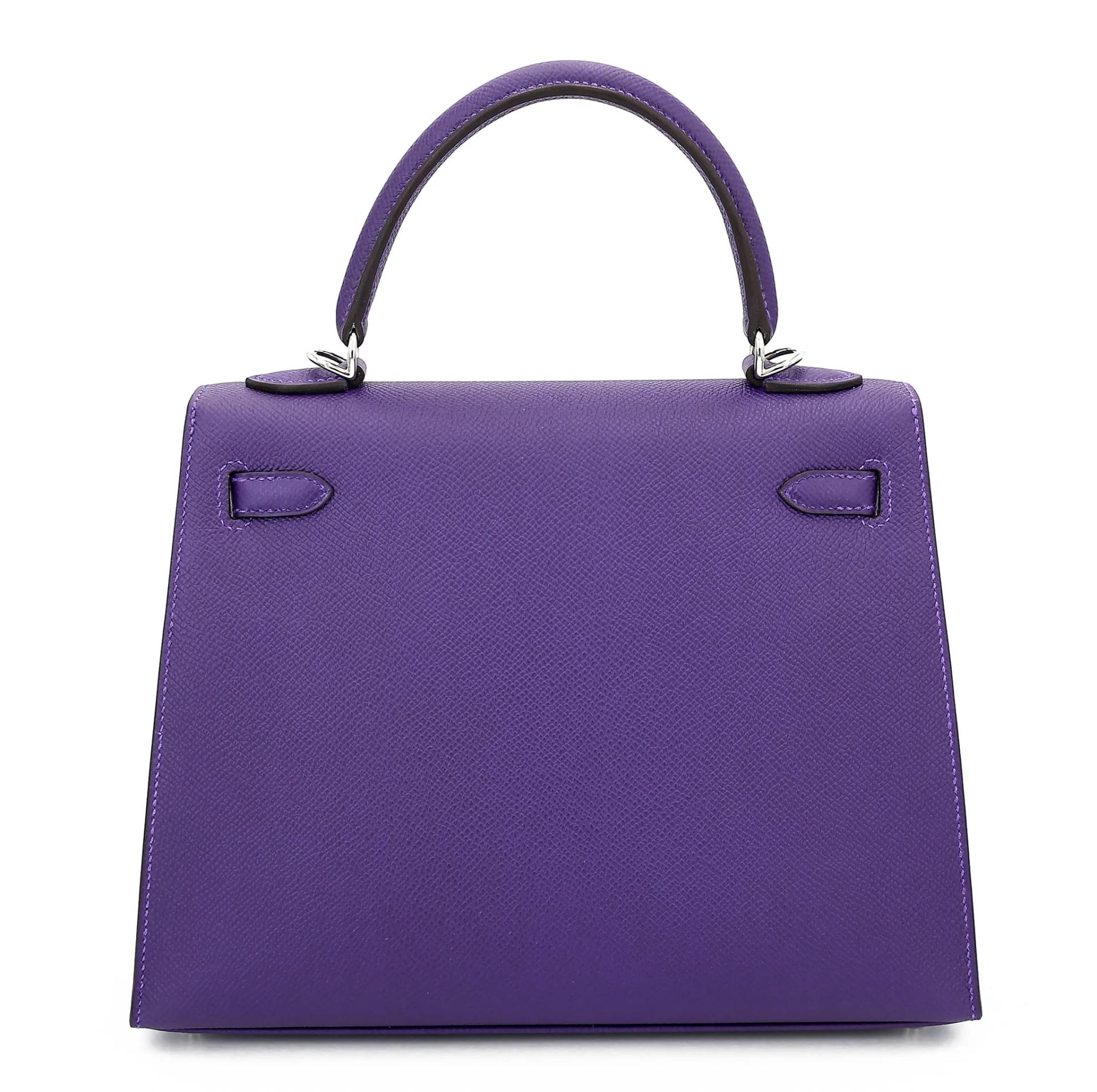 Brand New ( Rank N ) HERMÈS Kelly 25 Sellier Purple (X3) Epsom Palladium hardware G (2026) - 2