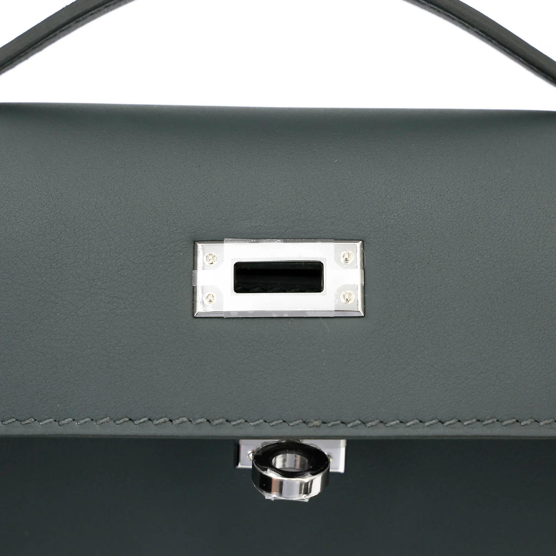 Brand New ( Rank N ) HERMÈS Kelly Pochette Vert Mangrove (Q0) Swift Palladium hardware K (2025) - 10