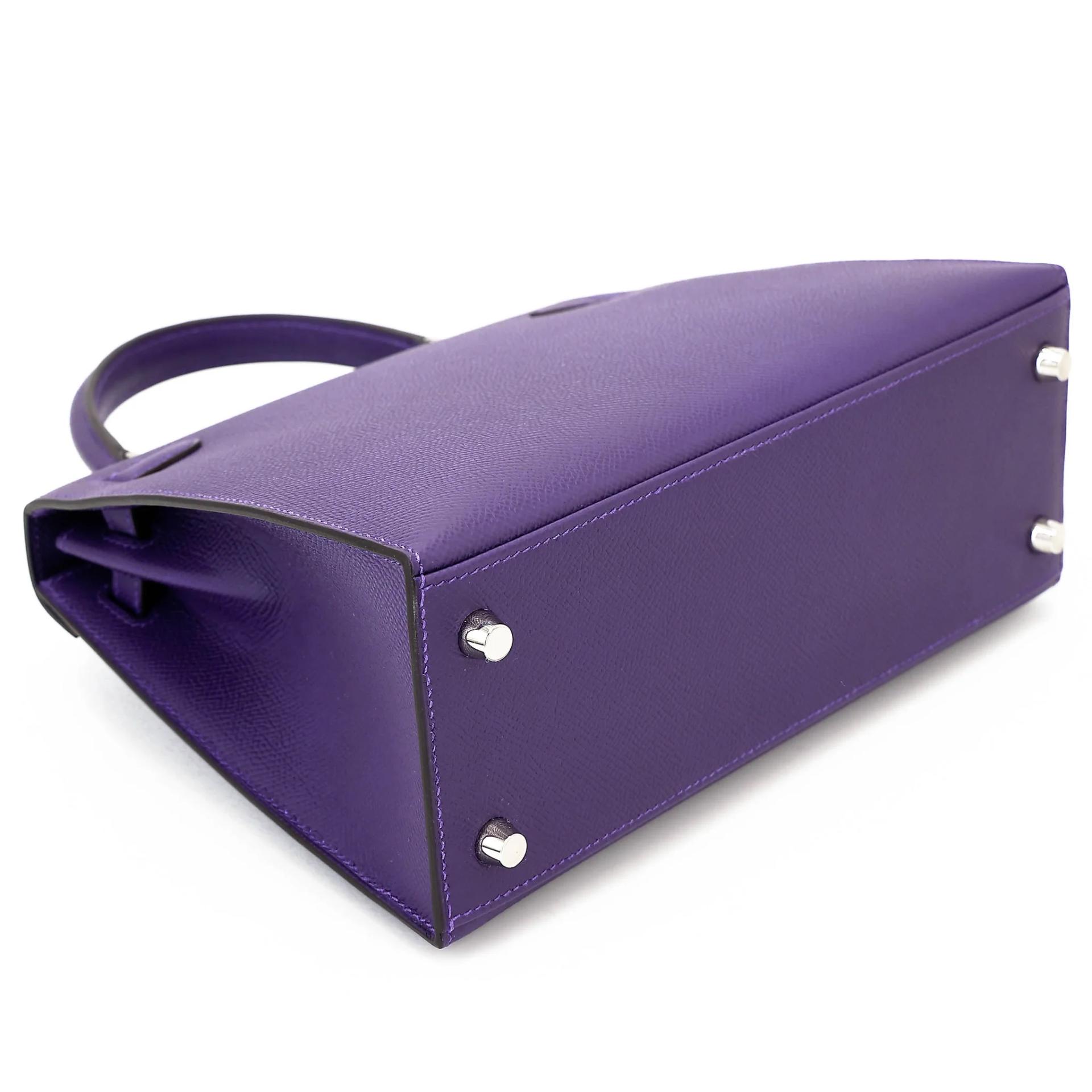 Brand New ( Rank N ) HERMÈS Kelly 25 Sellier Purple (X3) Epsom Palladium hardware G (2026) - 7