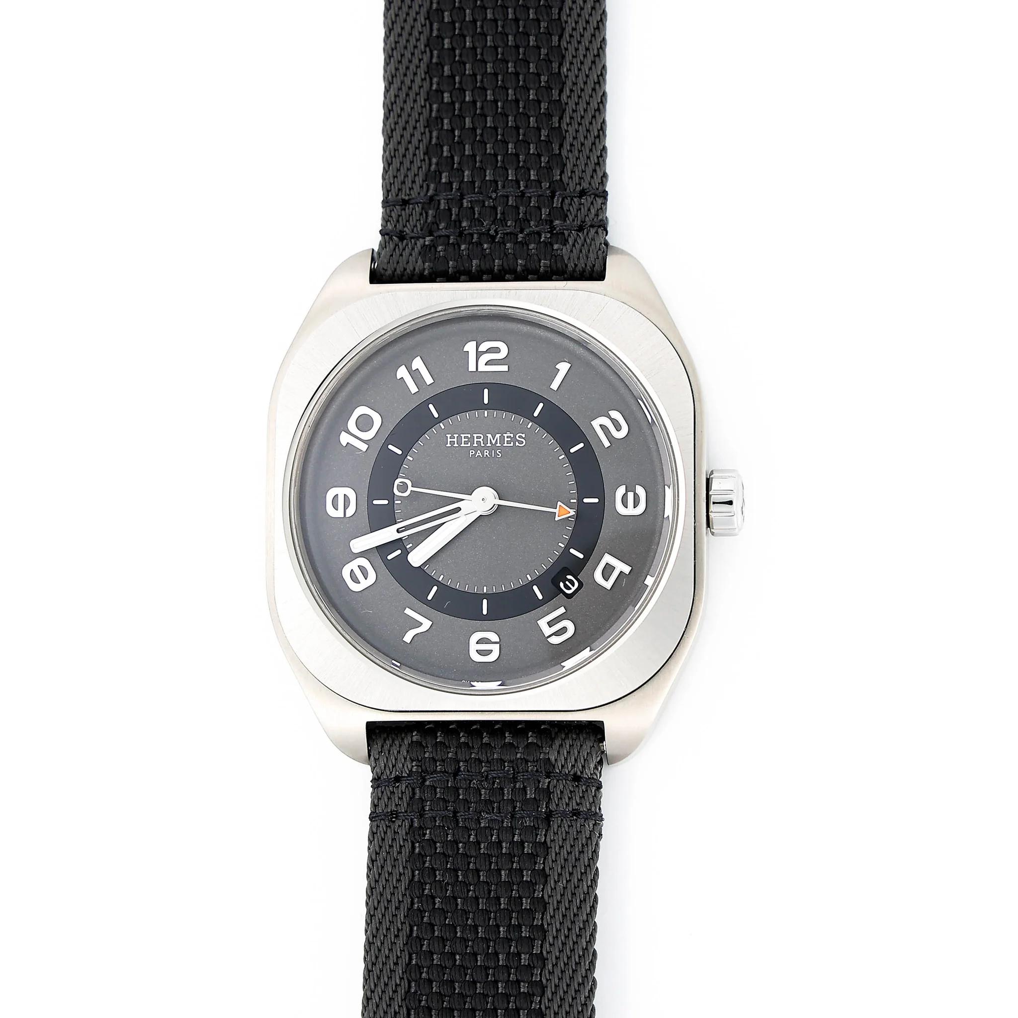 Brand New ( Rank N ) HERMÈS Watch Heure H Black Nylon Titanium - 4