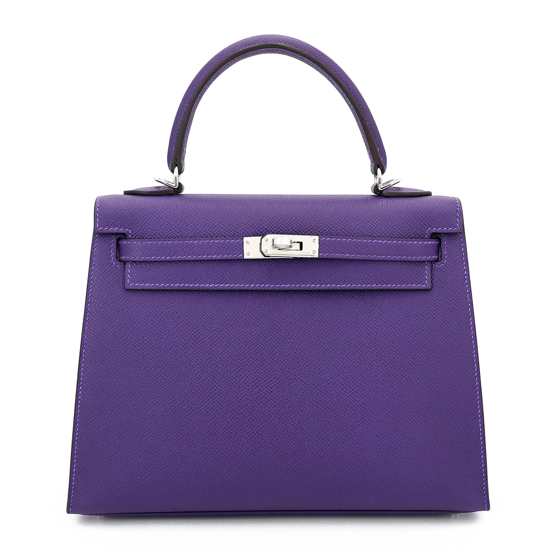 Brand New ( Rank N ) HERMÈS Kelly 25 Sellier Purple (X3) Epsom Palladium hardware G (2026) - 1