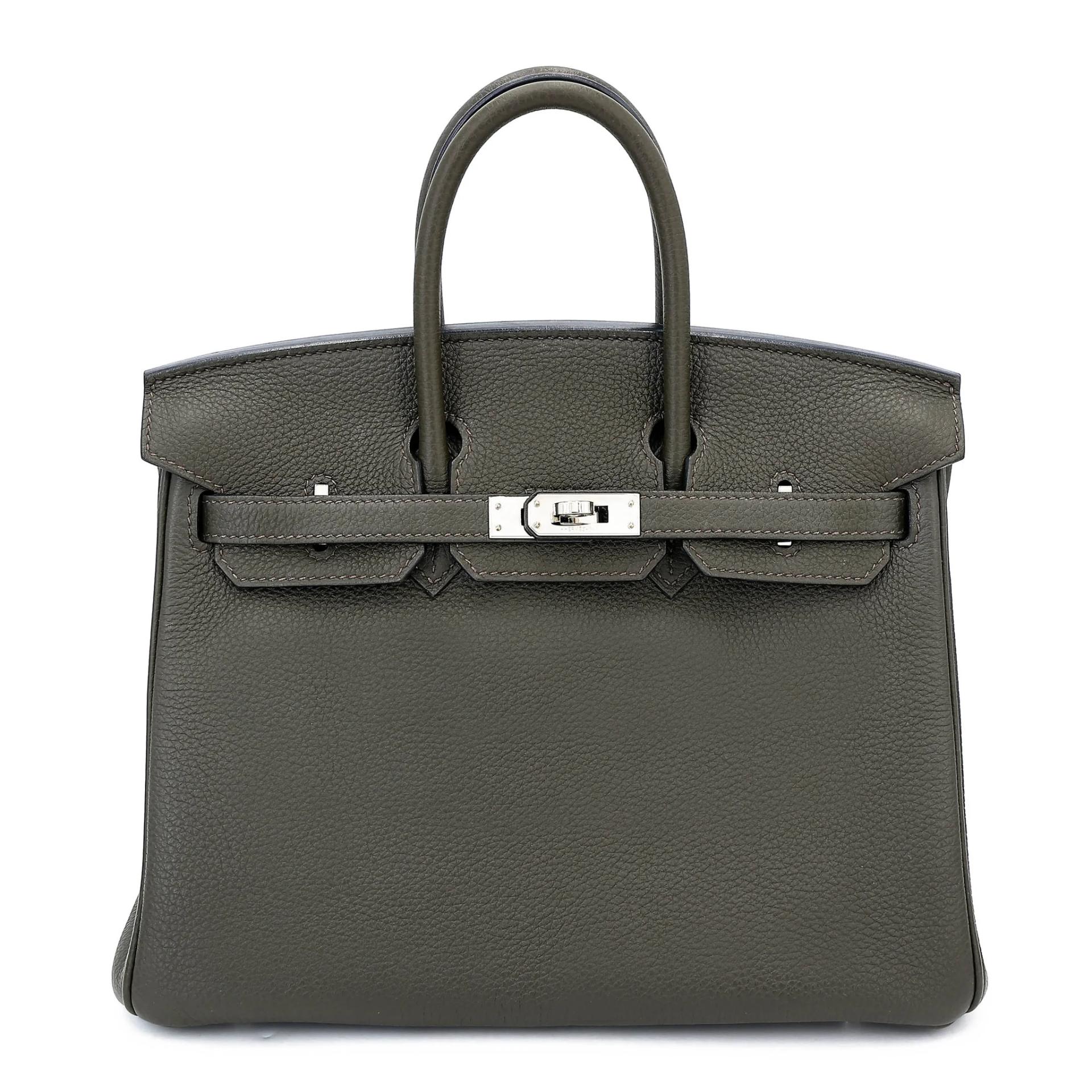 Very Good ( Rank A) HERMÈS Birkin 25 Vert de Gris (C6) Togo Palladium hardware U (2022) - 1