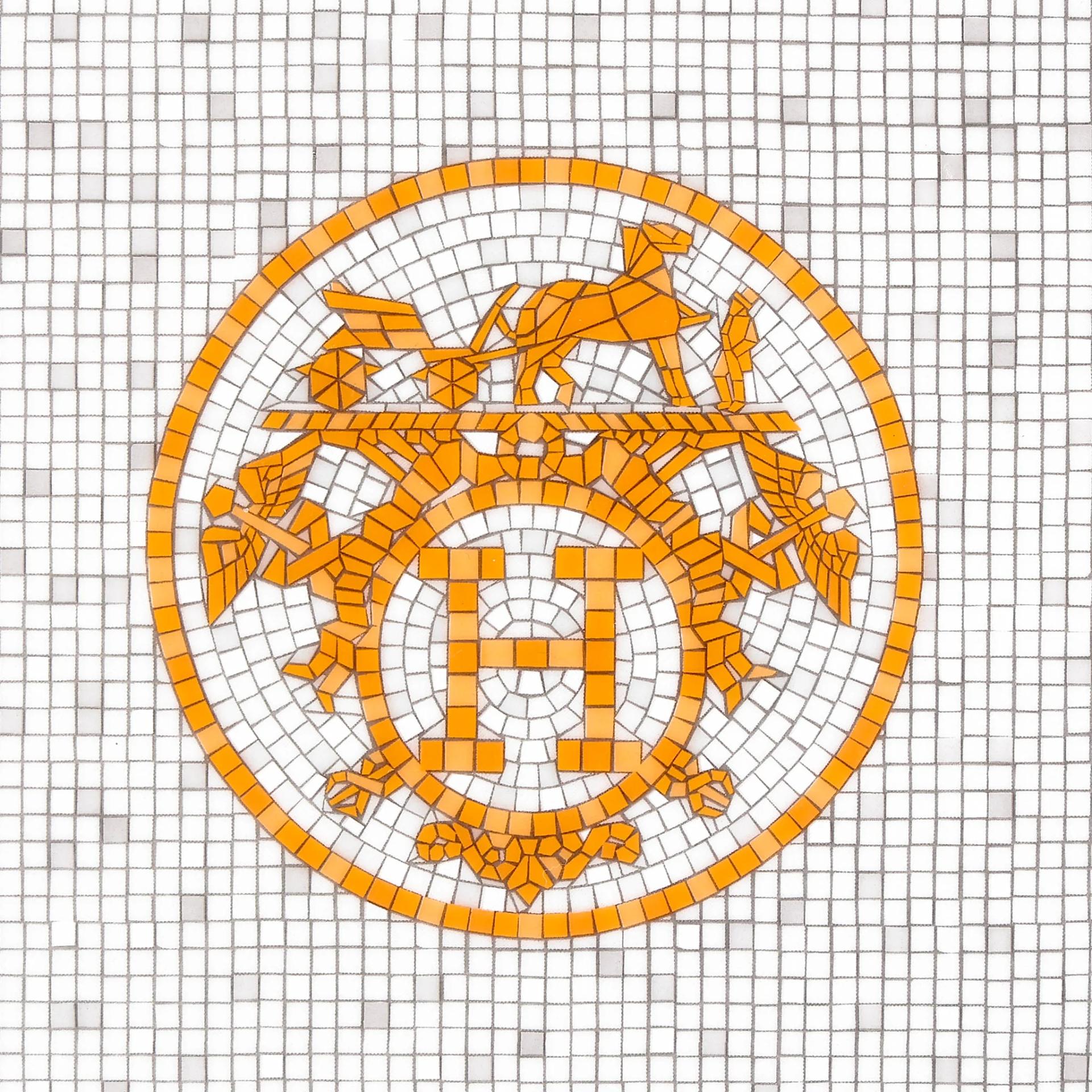 Brand New ( Rank N ) HERMÈS Mosaique au 24 gold tray, small model White Gold Porcelain - 6