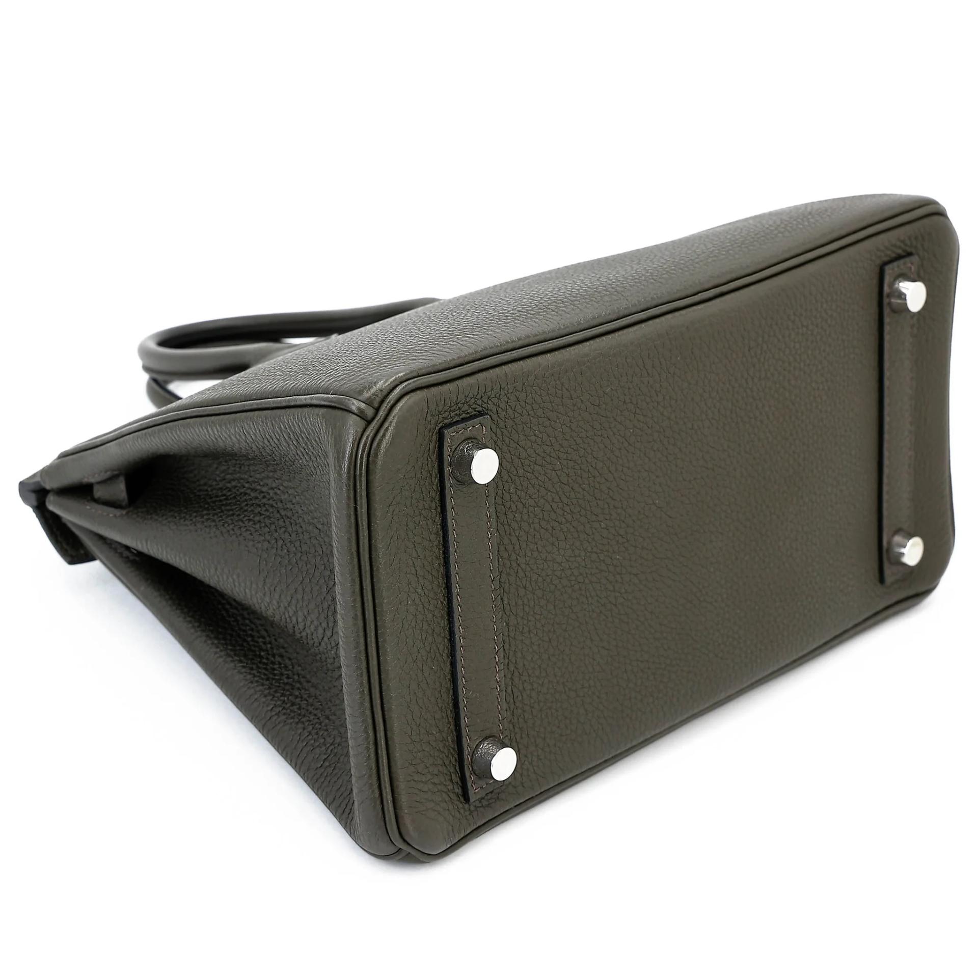 Very Good ( Rank A) HERMÈS Birkin 25 Vert de Gris (C6) Togo Palladium hardware U (2022) - 7