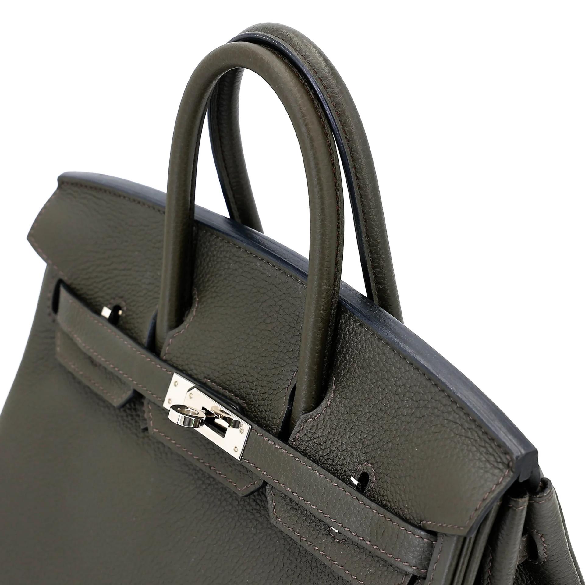 Very Good ( Rank A) HERMÈS Birkin 25 Vert de Gris (C6) Togo Palladium hardware U (2022) - 3