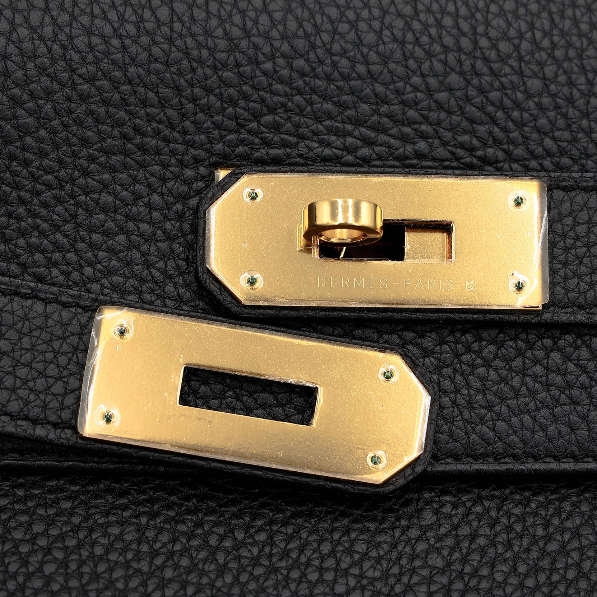 Excellent ( Rank SA ) HERMÈS Kelly 40 Noir (89) Togo Gold hardware A (2017) - 13