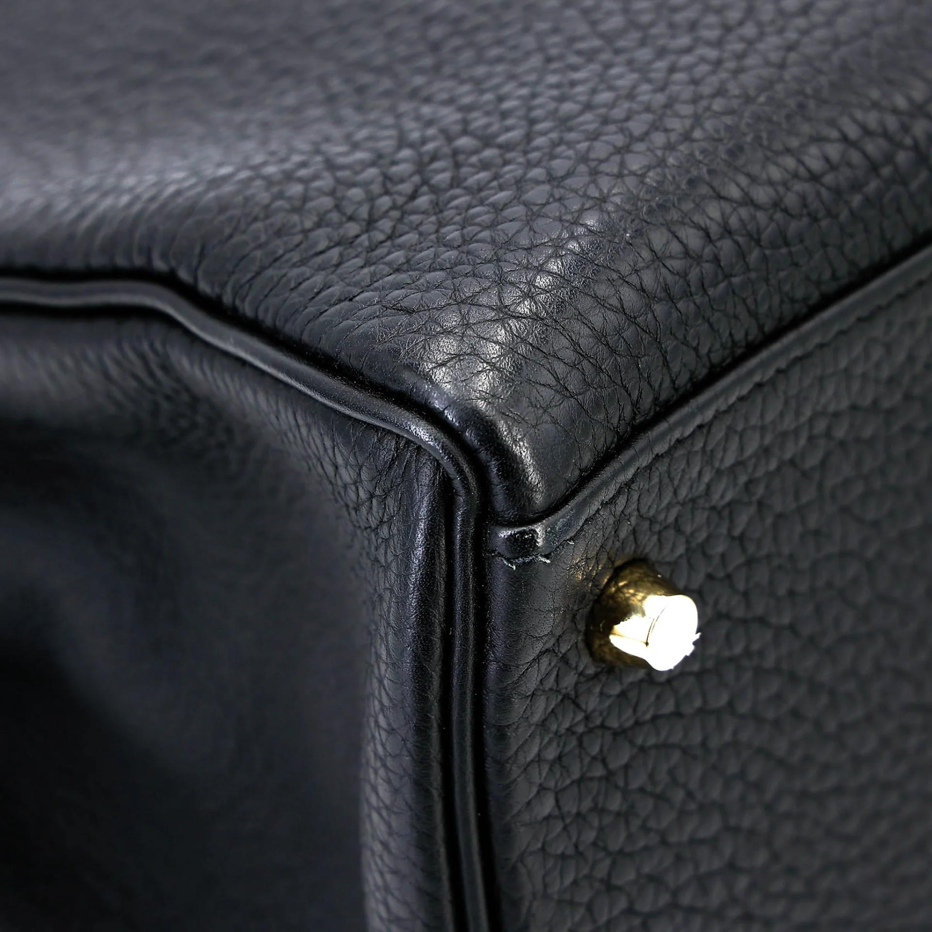 Excellent ( Rank SA ) HERMÈS Kelly 40 Noir (89) Togo Gold hardware A (2017) - 11