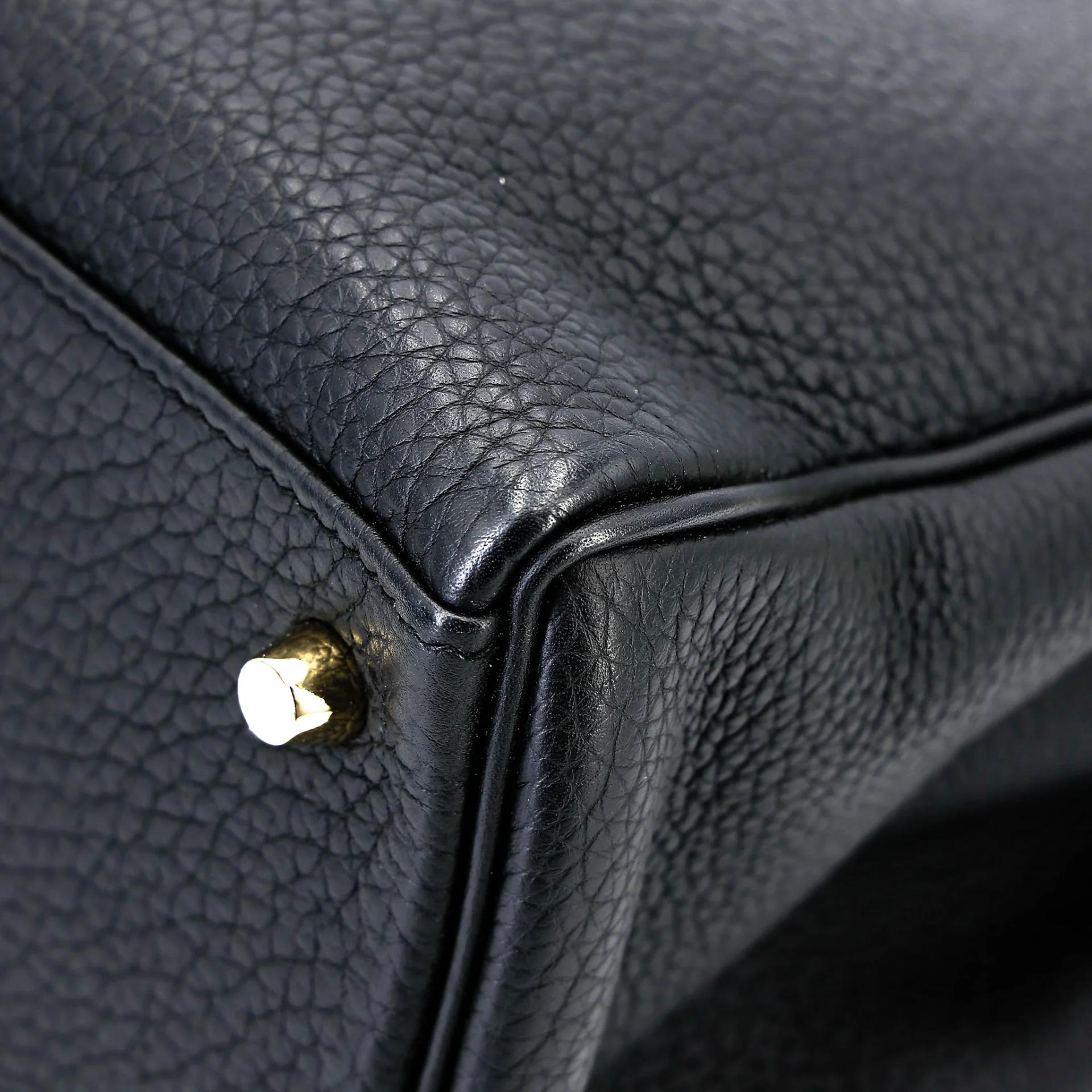 Excellent ( Rank SA ) HERMÈS Kelly 40 Noir (89) Togo Gold hardware A (2017) - 10