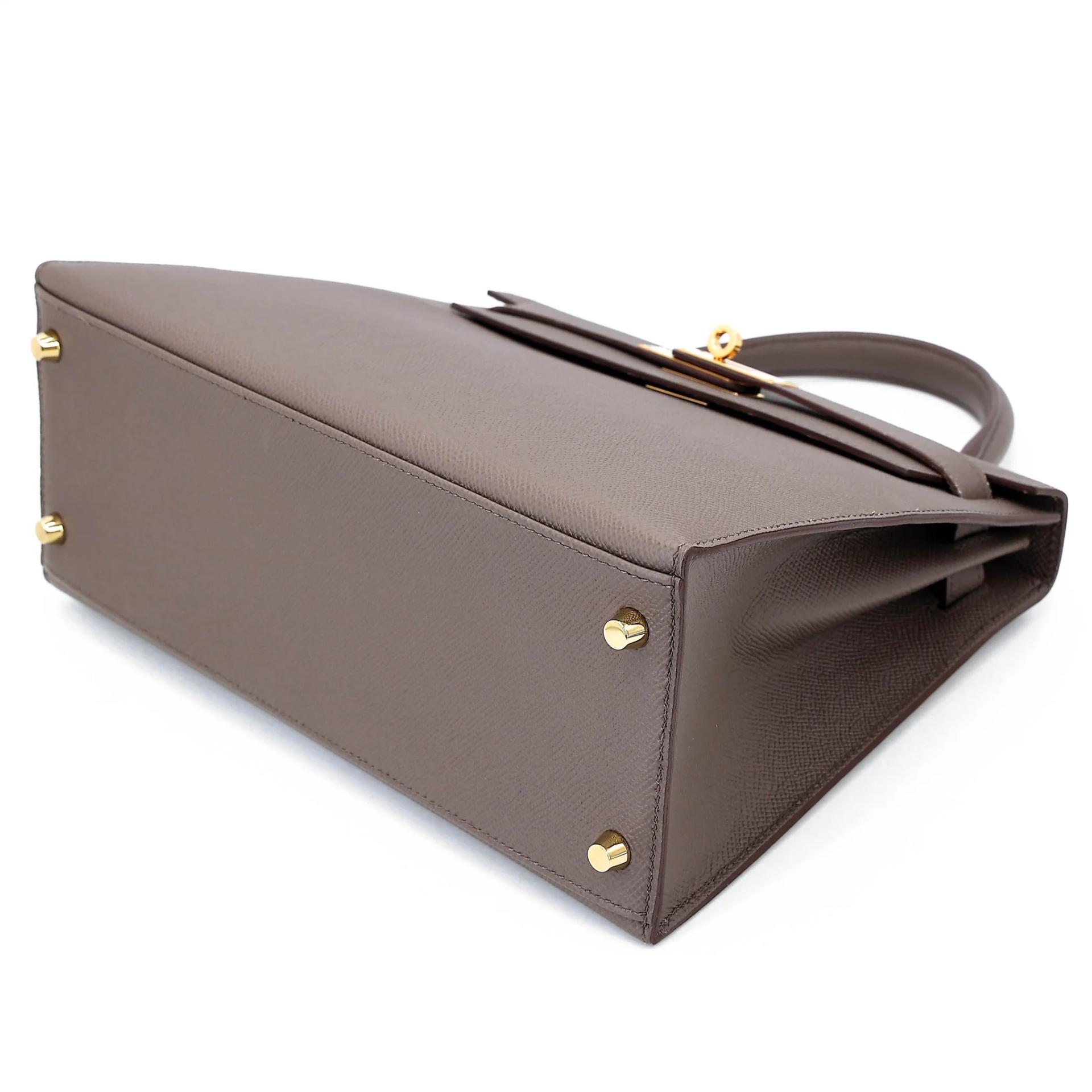 Very Good ( Rank A) HERMÈS Kelly 28 Sellier Etain (8F) Epsom Gold hardware D (2019) - 4