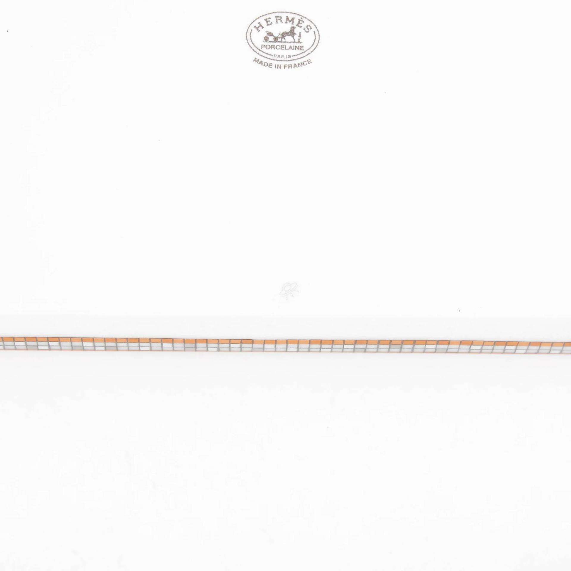 Brand New ( Rank N ) HERMÈS Mosaique au 24 gold tray, small model White Gold Porcelain - 9