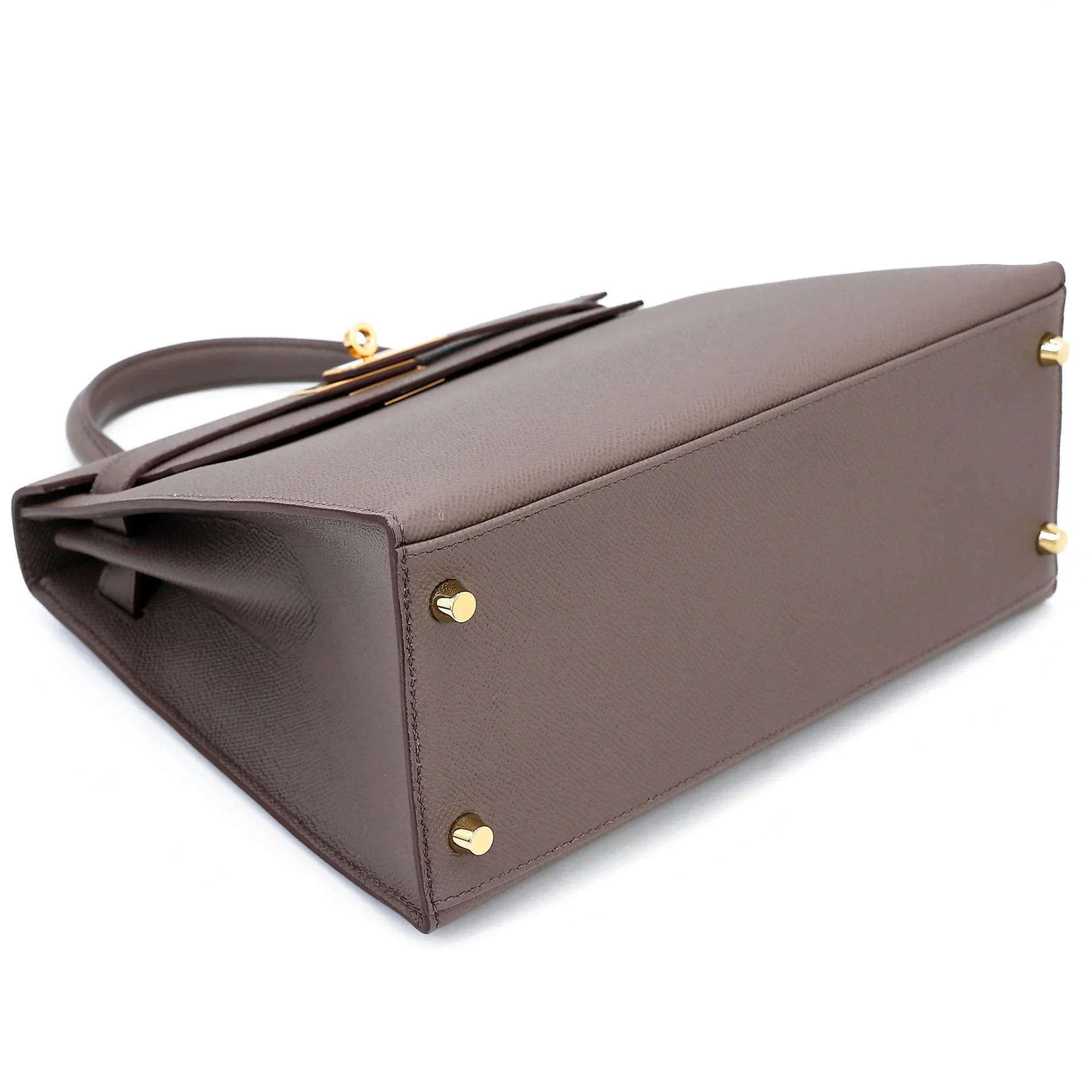 Very Good ( Rank A) HERMÈS Kelly 28 Sellier Etain (8F) Epsom Gold hardware D (2019) - 5