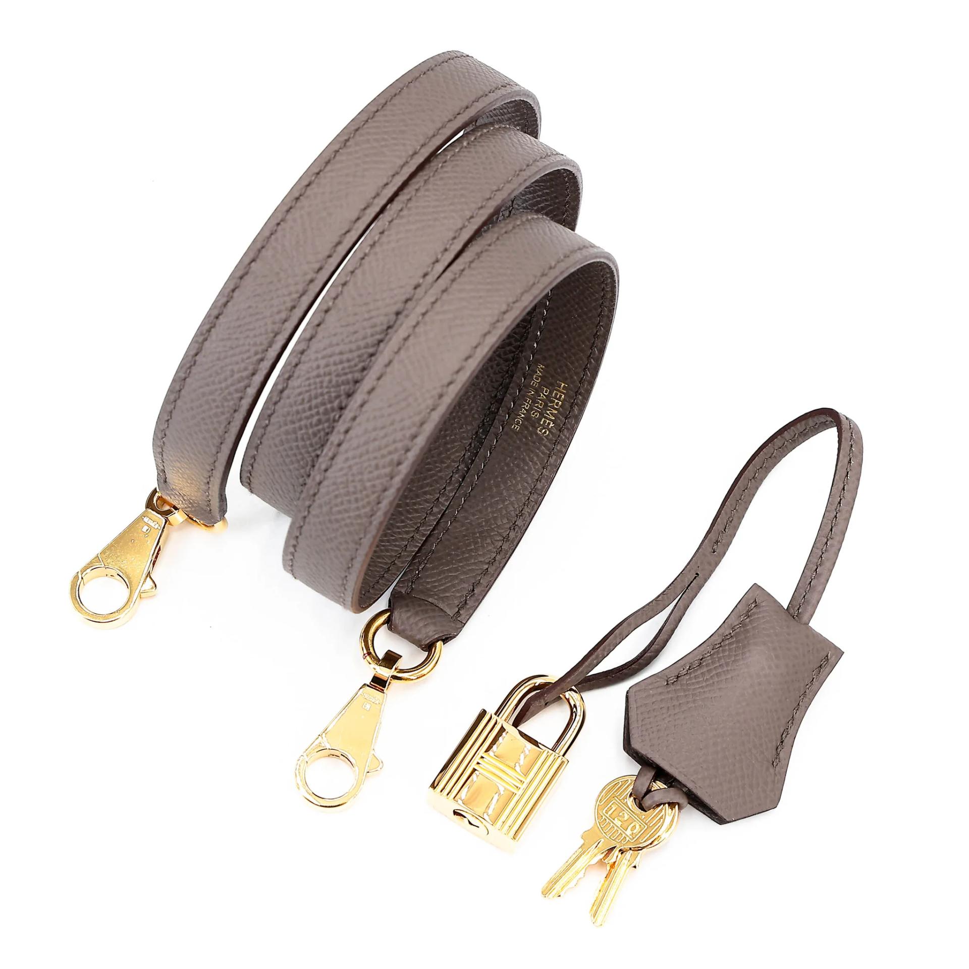 Very Good ( Rank A) HERMÈS Kelly 28 Sellier Etain (8F) Epsom Gold hardware D (2019) - 29