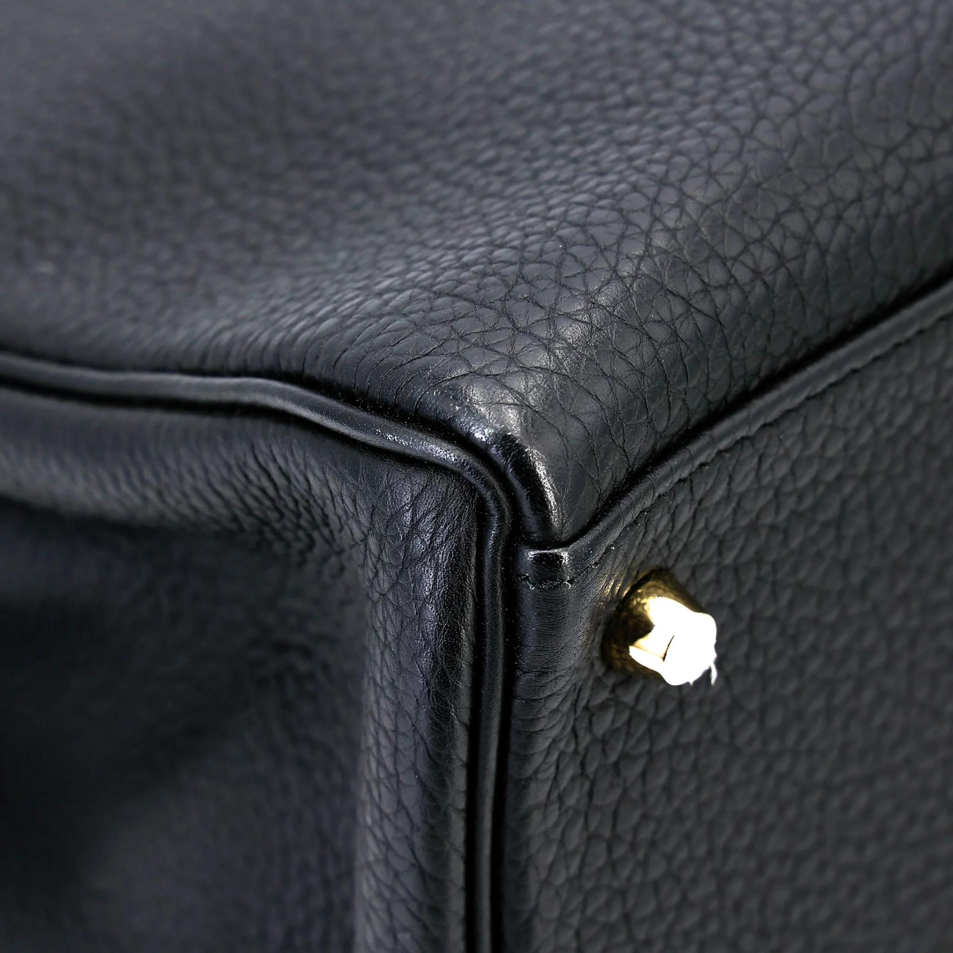 Excellent ( Rank SA ) HERMÈS Kelly 40 Noir (89) Togo Gold hardware A (2017) - 9