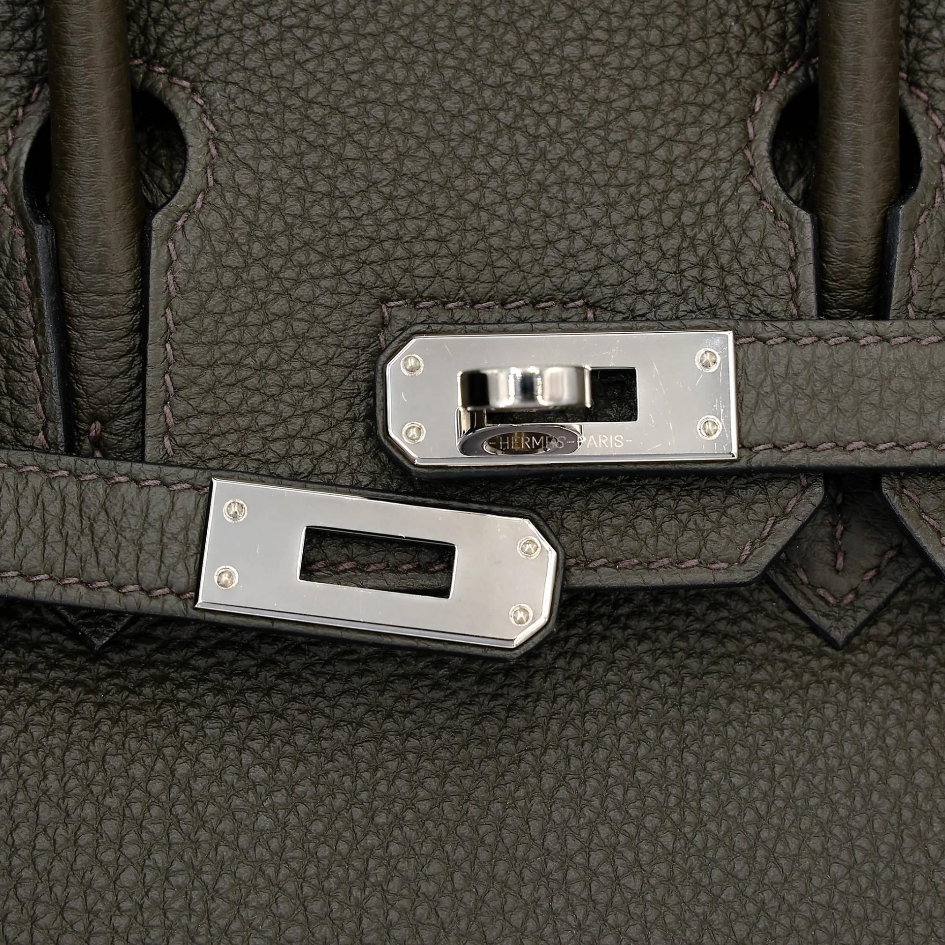 Very Good ( Rank A) HERMÈS Birkin 25 Vert de Gris (C6) Togo Palladium hardware U (2022) - 12