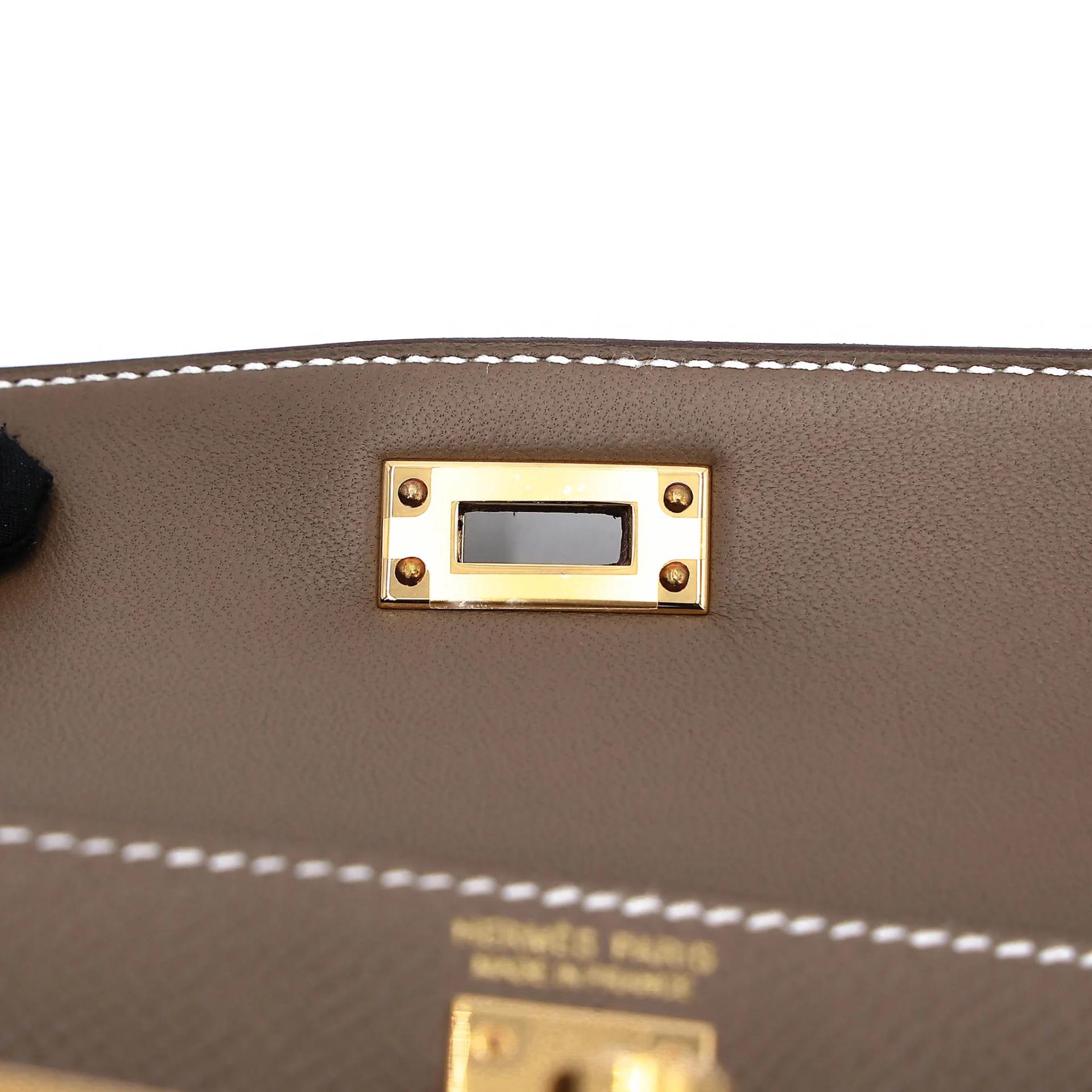 Brand New ( Rank N ) HERMÈS Mini Kelly II Etoupe (18) Epsom Gold hardware G (2026) - 11