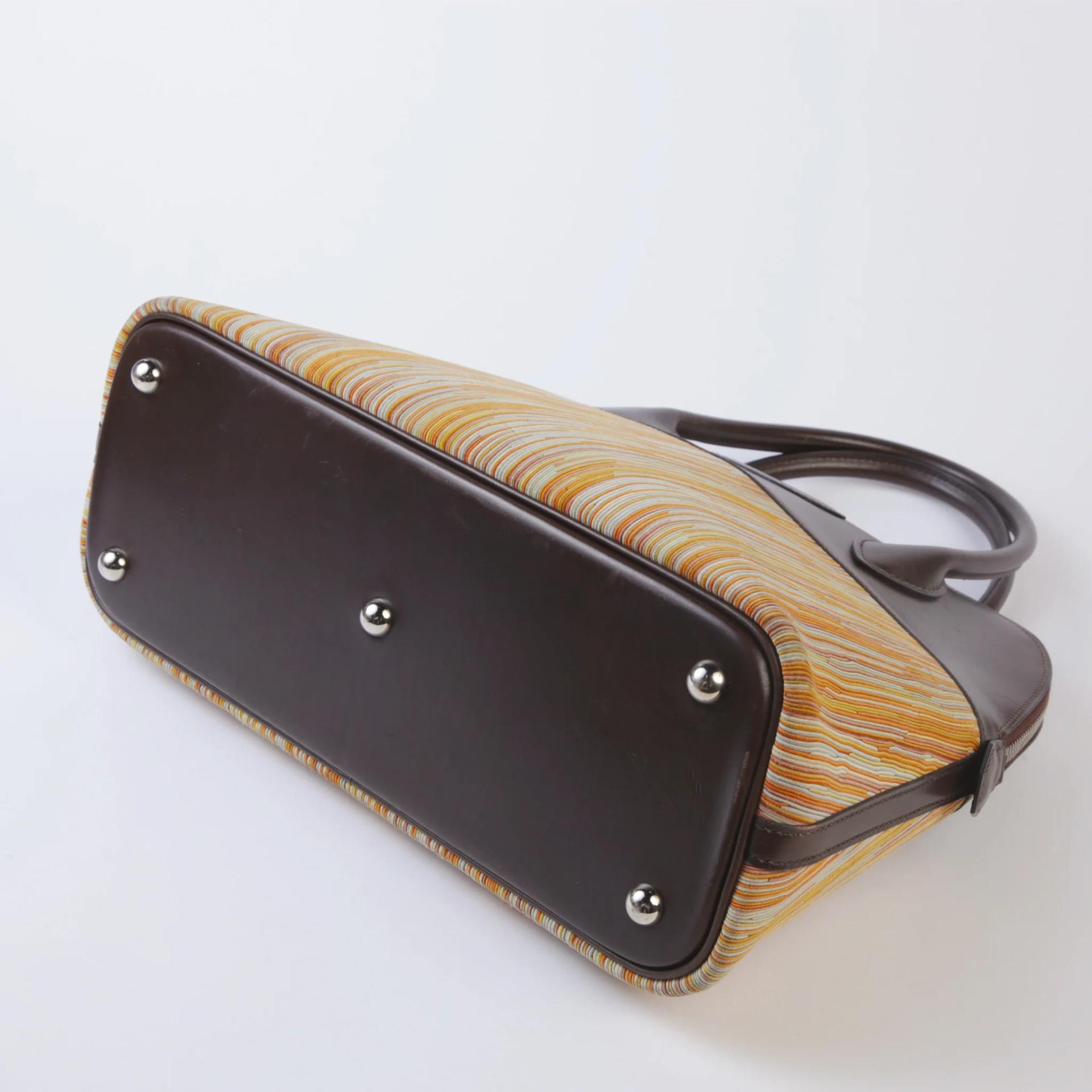 HERMÈS Limited Edition Bolide 31 handbag in Multi-color Vibrato goatskin and Chocolate Box calfskin with Palladium hardware - 5