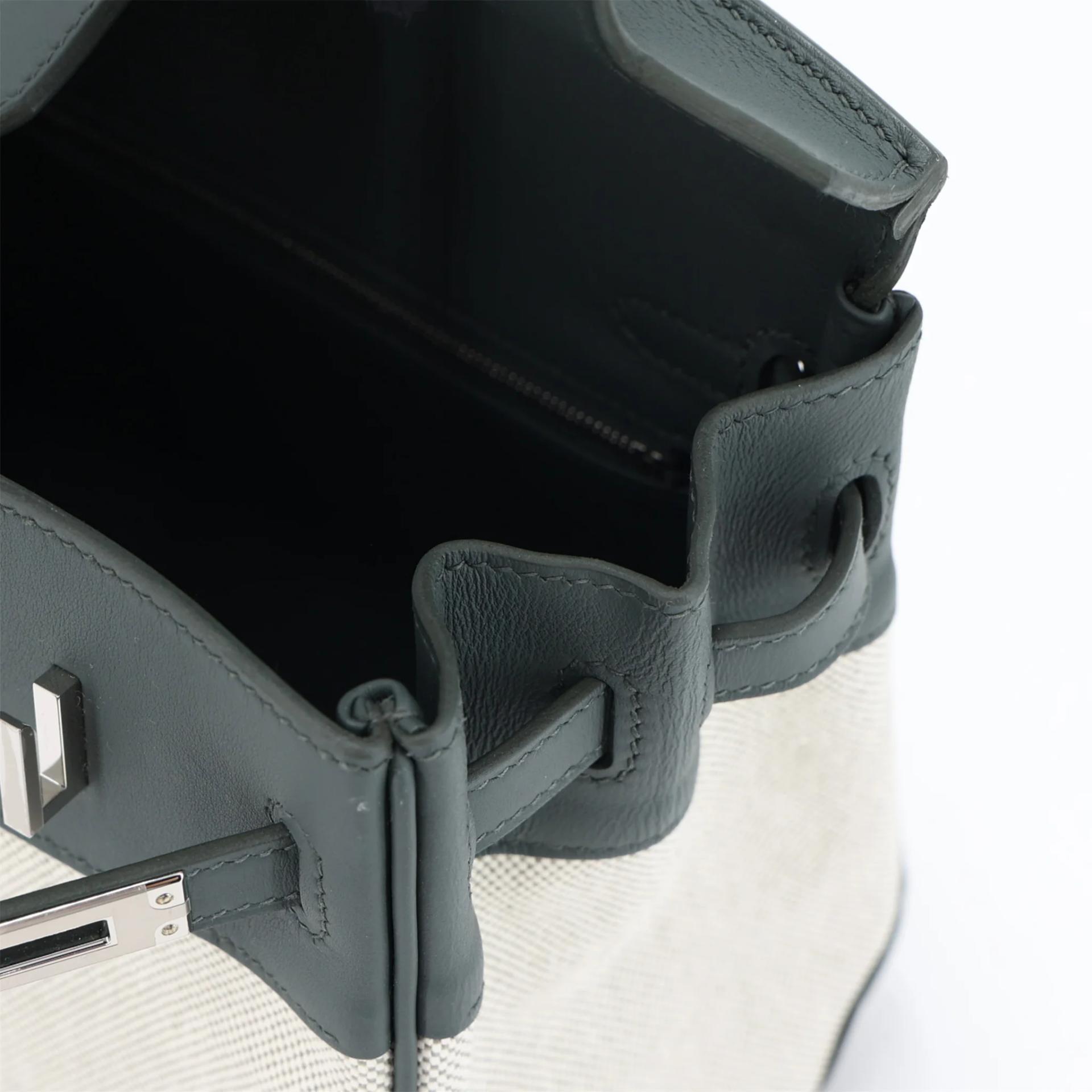 Brand New ( Rank N ) HERMÈS Birkin 25 Vert Mangrove (Q0) Ecru Toile H canvas Swift Palladium hardware K (2025) - 13
