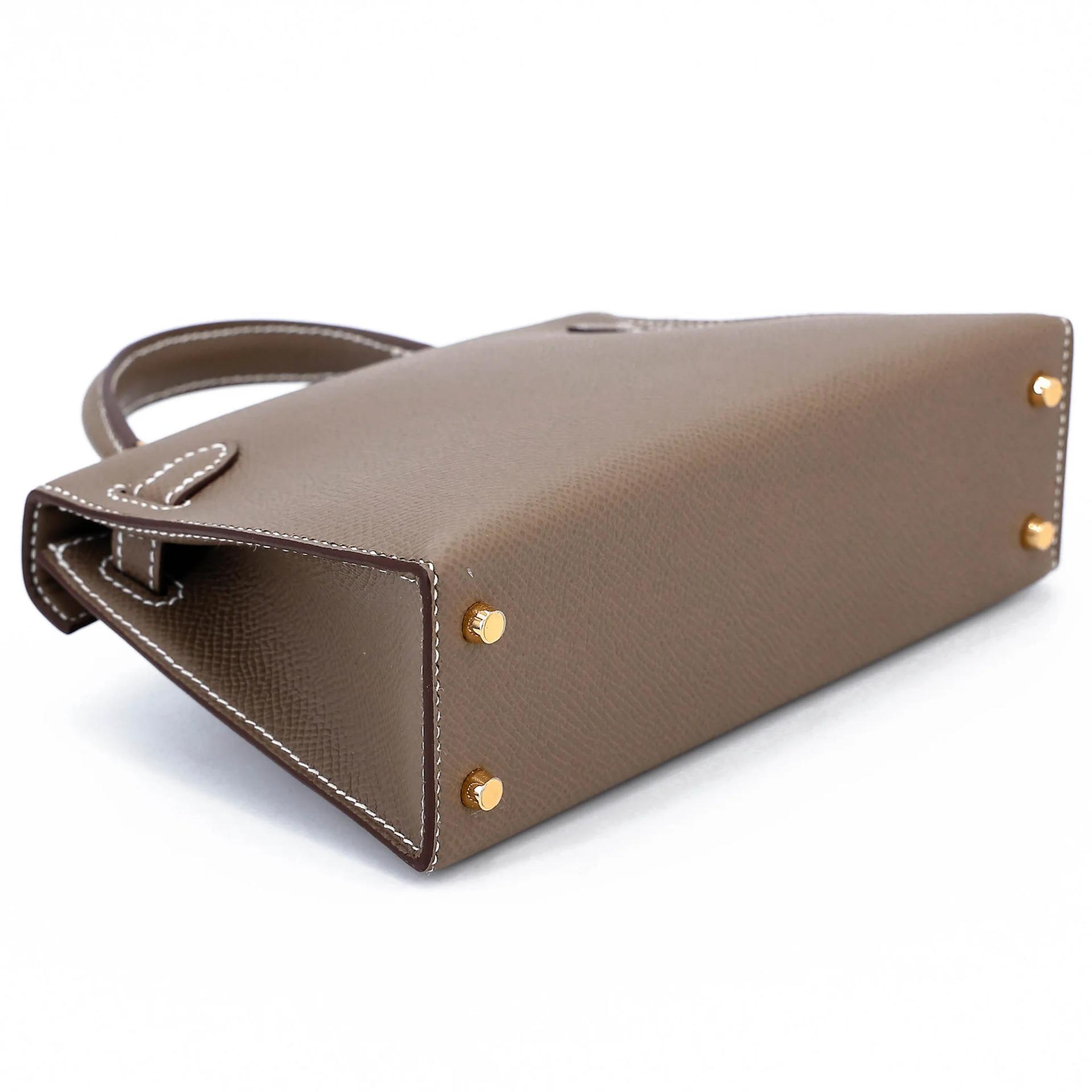 Brand New ( Rank N ) HERMÈS Mini Kelly II Etoupe (18) Epsom Gold hardware G (2026) - 7
