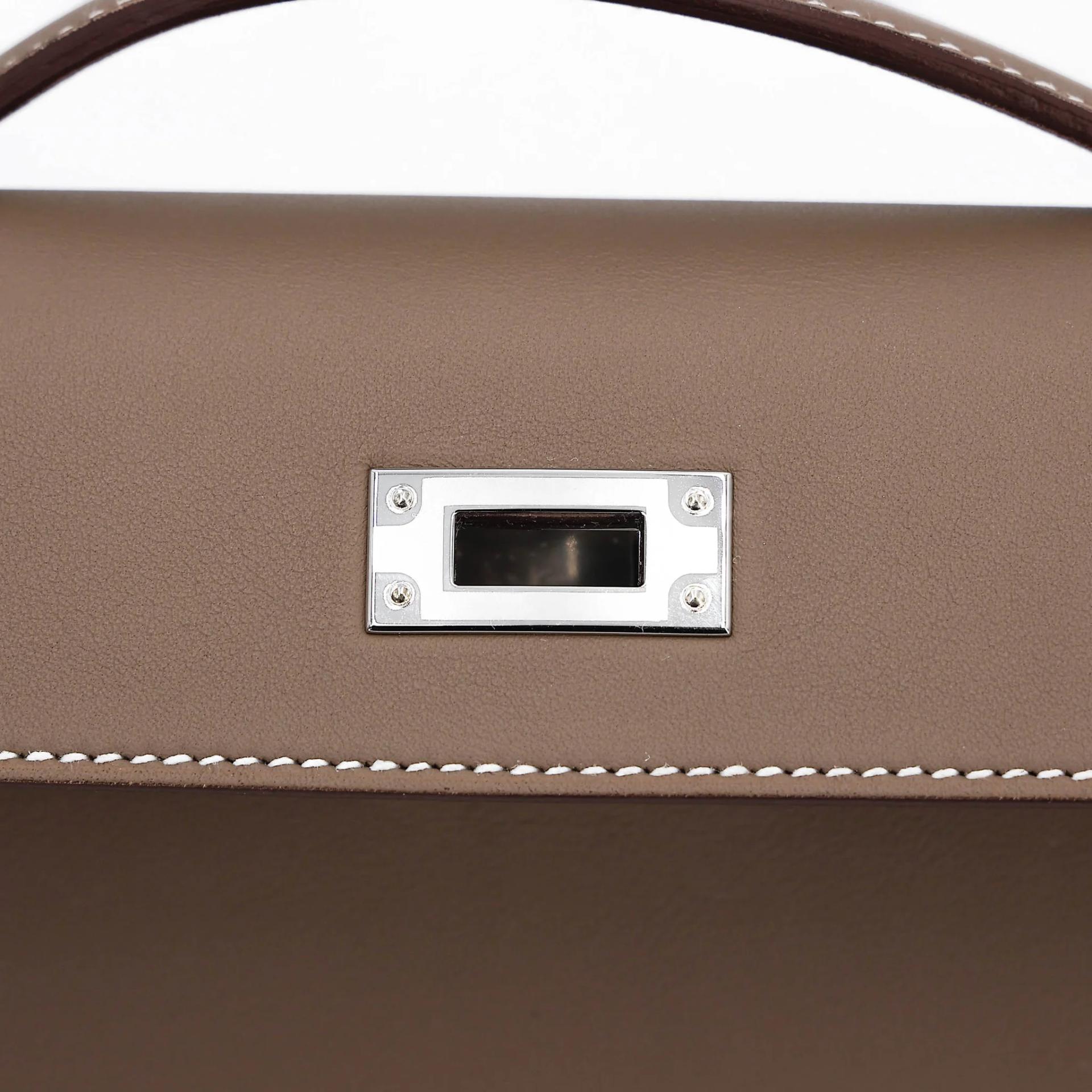 Brand New ( Rank N ) HERMÈS Kelly Cut Etoupe (18) Swift Palladium hardware G (2026) - 11