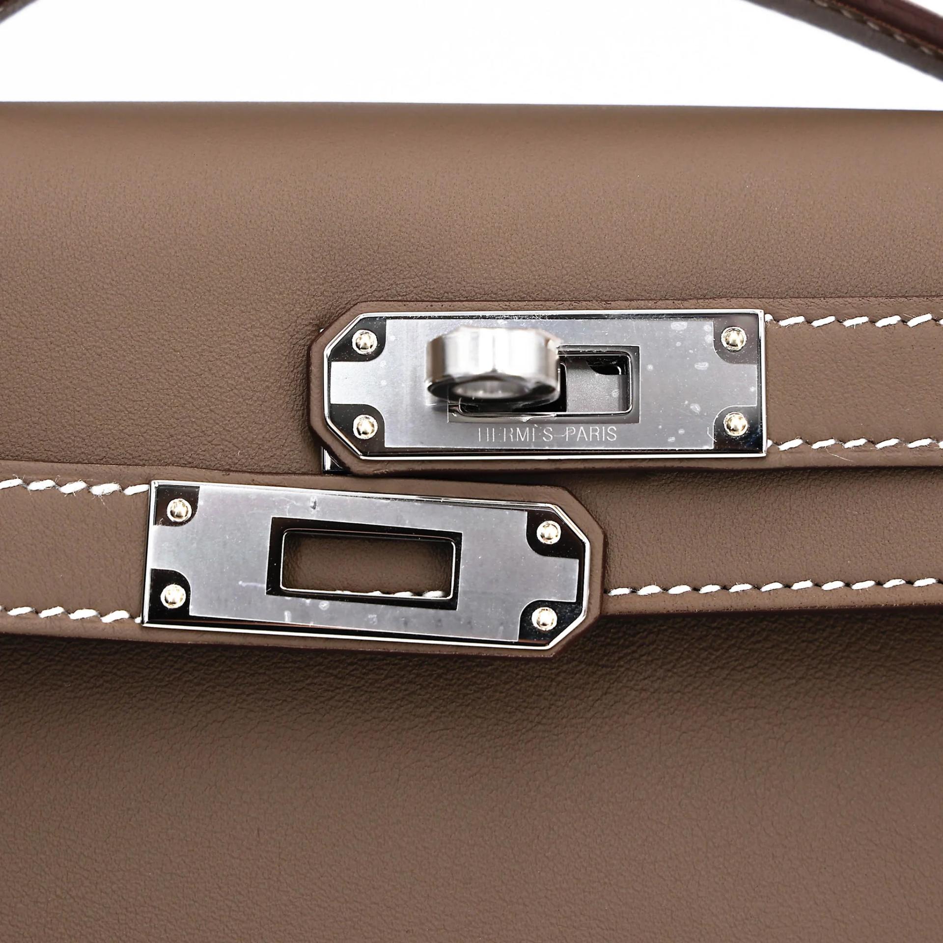 Brand New ( Rank N ) HERMÈS Kelly Cut Etoupe (18) Swift Palladium hardware G (2026) - 9