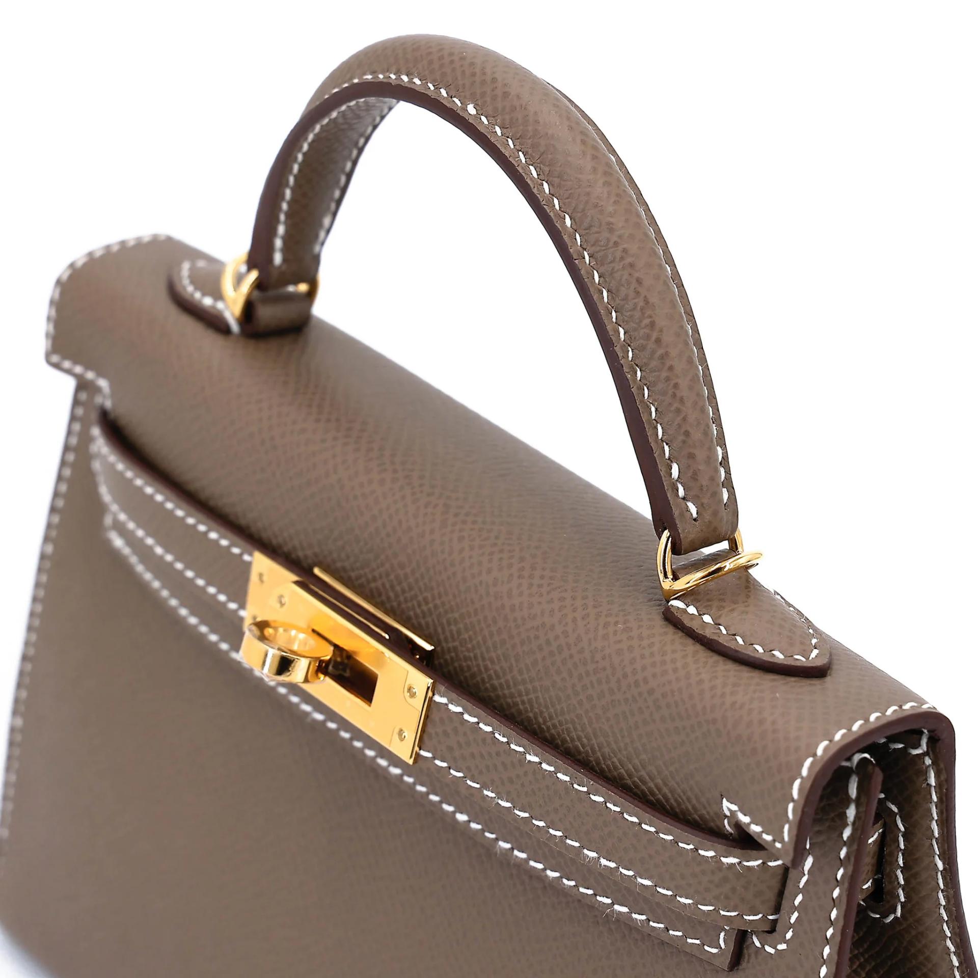 Brand New ( Rank N ) HERMÈS Mini Kelly II Etoupe (18) Epsom Gold hardware G (2026) - 3