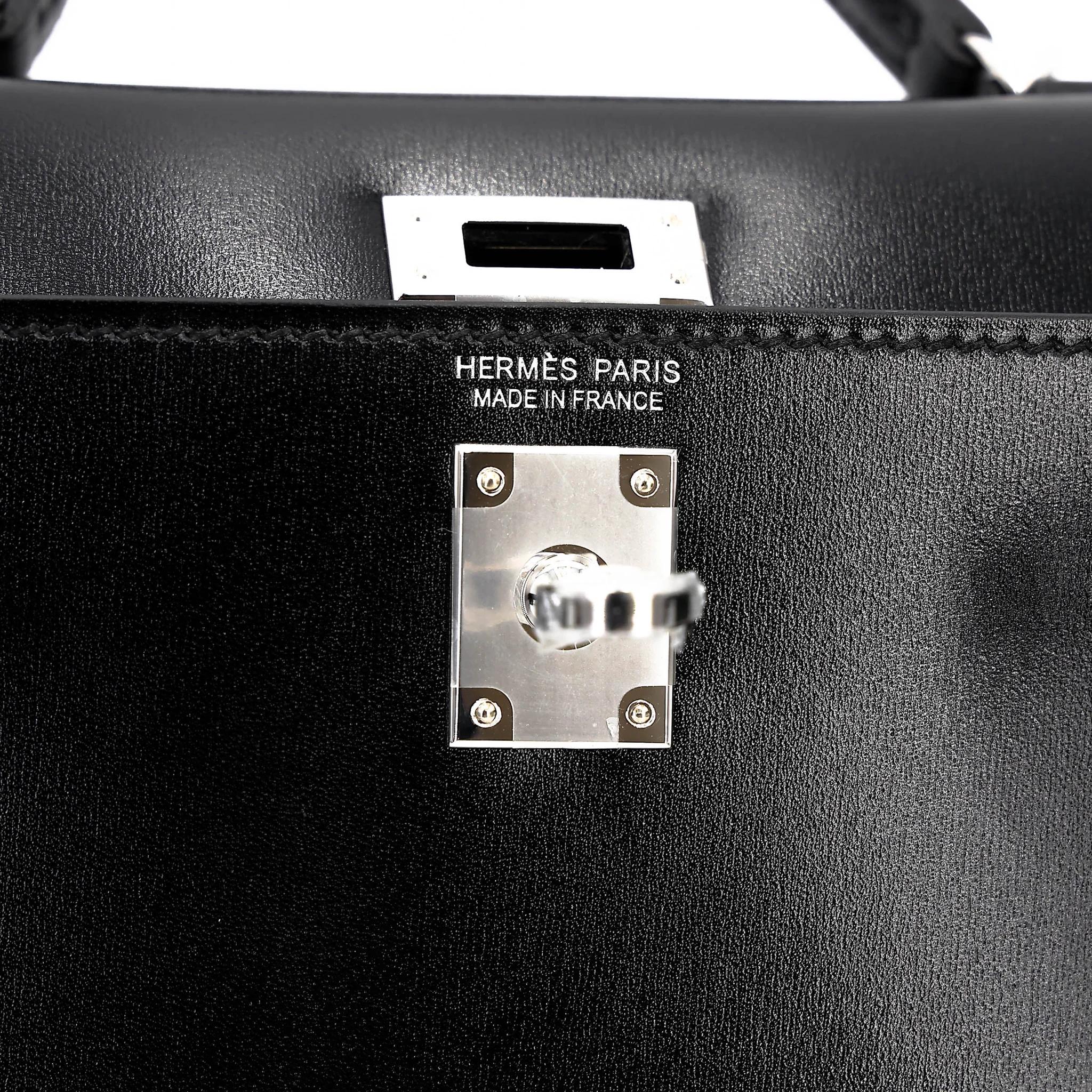 Brand New ( Rank N ) HERMÈS Mini Kelly II Noir (89) Box-calf Palladium hardware G (2026) - 13