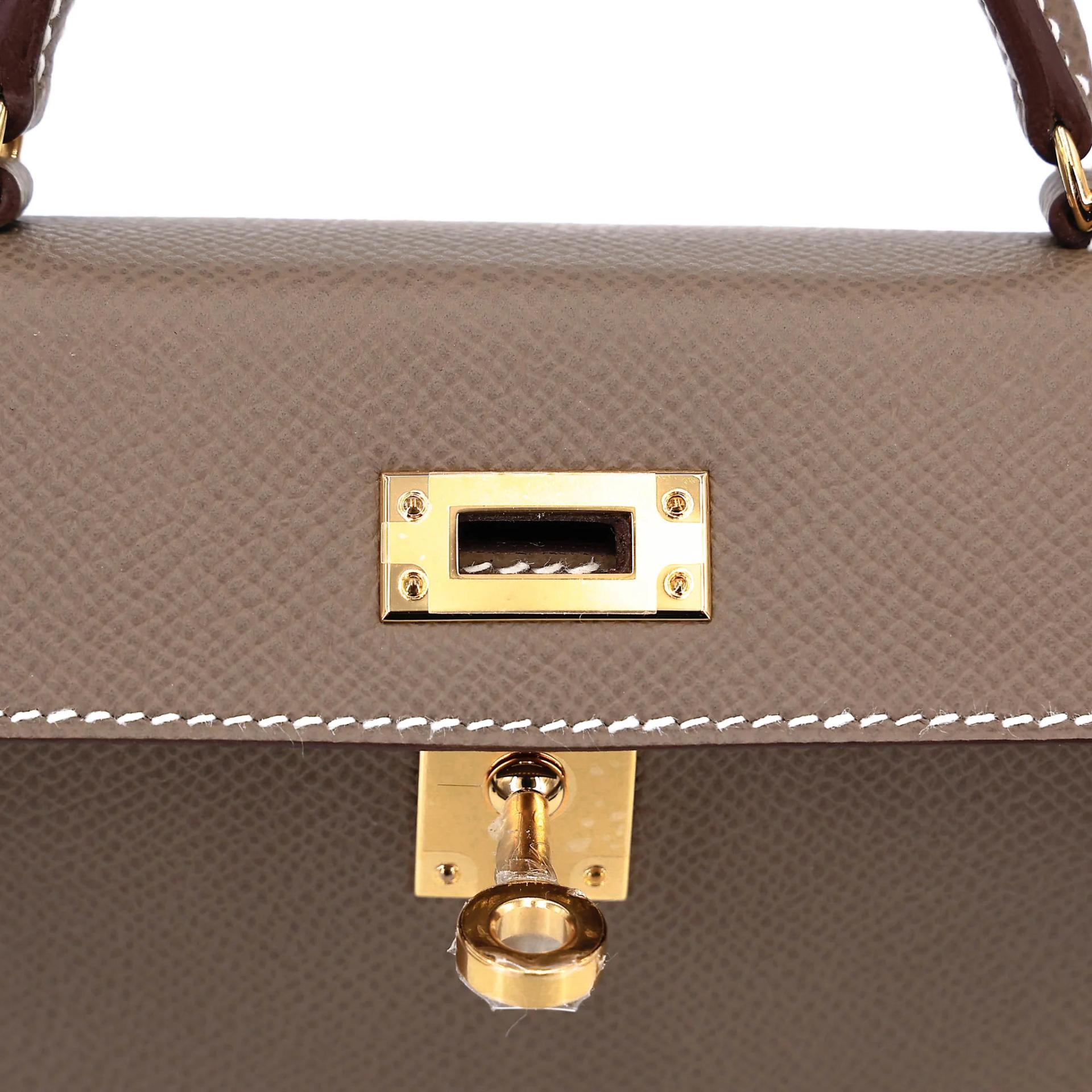 Brand New ( Rank N ) HERMÈS Mini Kelly II Etoupe (18) Epsom Gold hardware G (2026) - 10