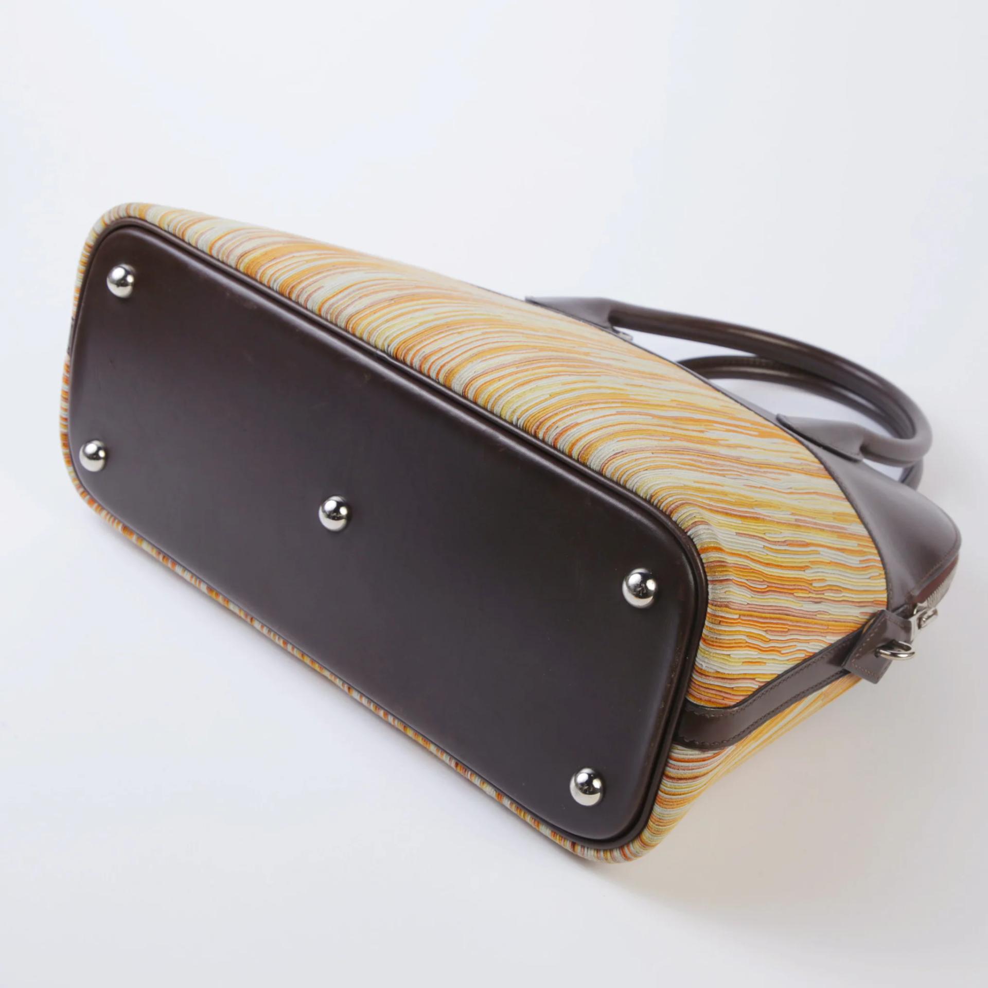 HERMÈS Limited Edition Bolide 31 handbag in Multi-color Vibrato goatskin and Chocolate Box calfskin with Palladium hardware - 7