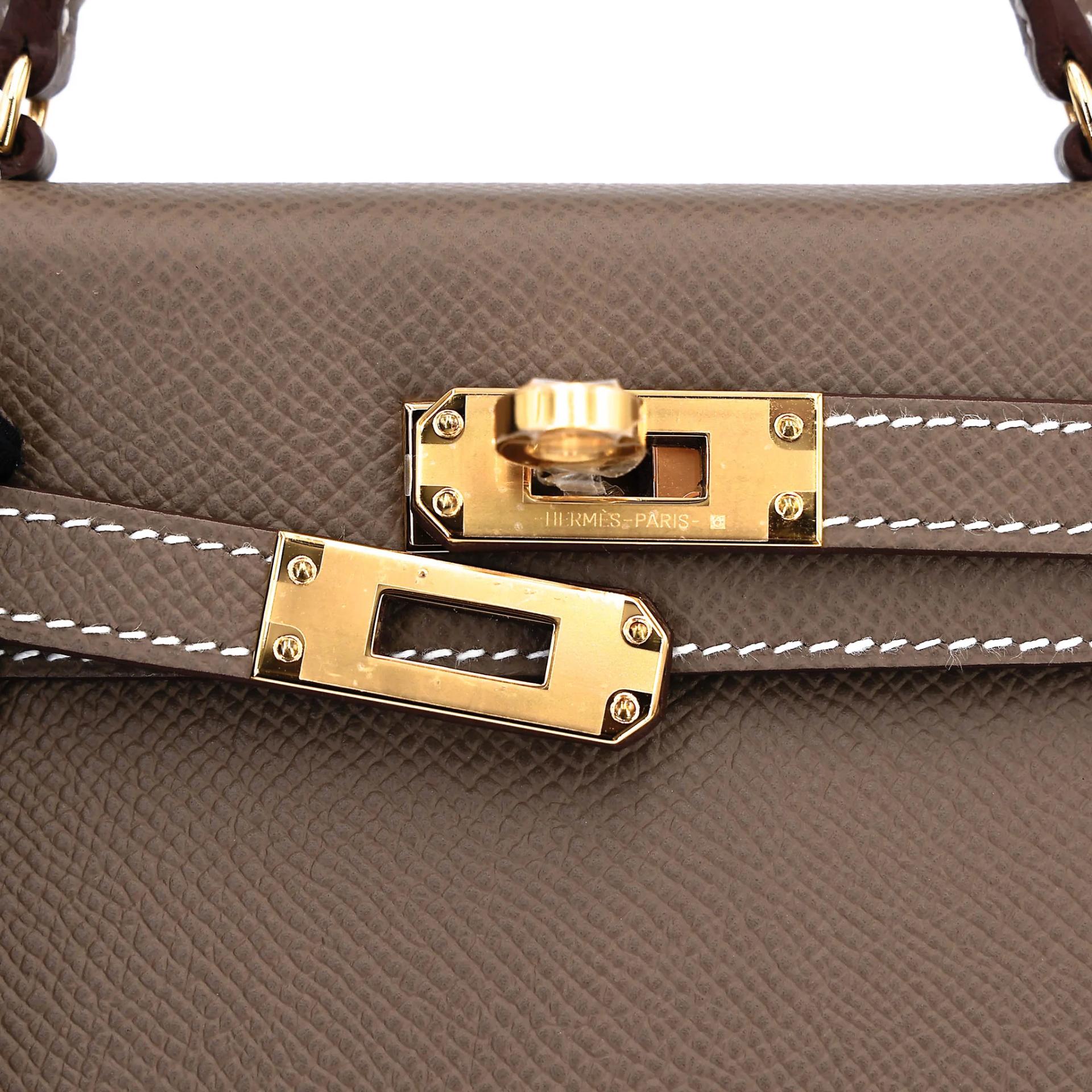 Brand New ( Rank N ) HERMÈS Mini Kelly II Etoupe (18) Epsom Gold hardware G (2026) - 8