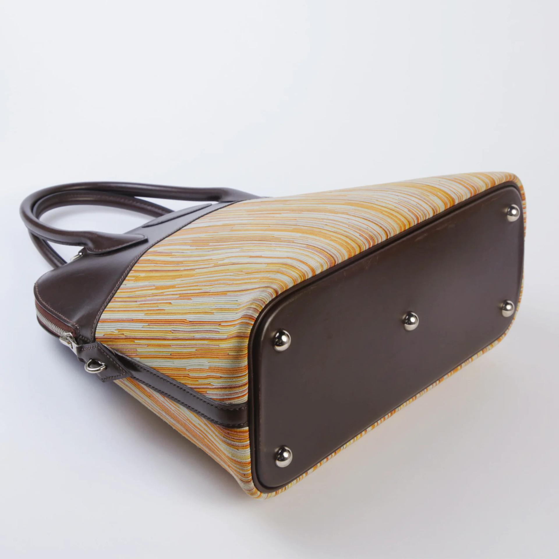 HERMÈS Limited Edition Bolide 31 handbag in Multi-color Vibrato goatskin and Chocolate Box calfskin with Palladium hardware - 4